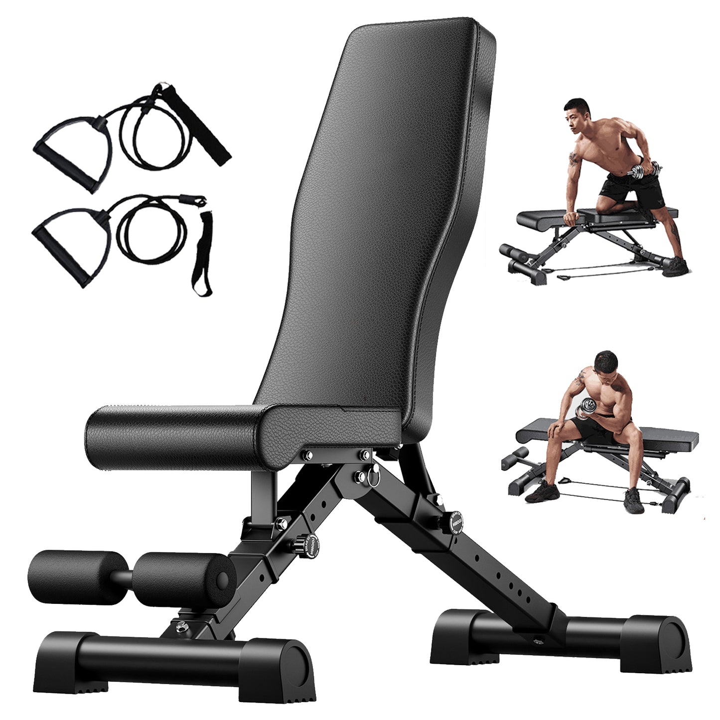 Weight Bench, Foldable 8-in-1 Workout Bench for Full Body Exercise, 1000lb Max Load, Adjustable Fitness Bench for Home Gym Strength Training