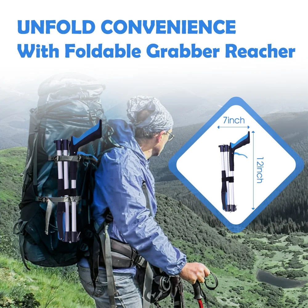 2Pcs 43 inch Grabber Reaching Tool, Extra Long Foldable Reachers and Grabbers for Elderly Grab It Reaching Tool
