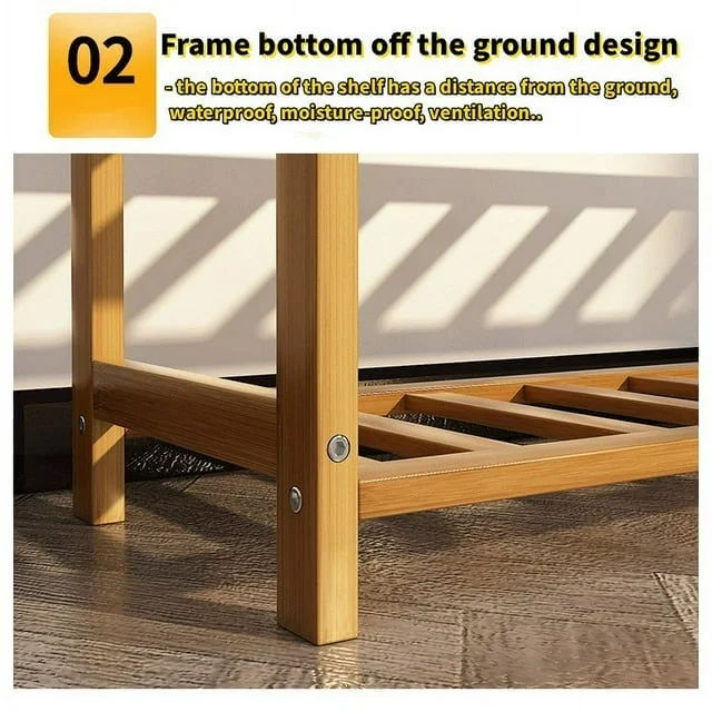 ALSO GO Bamboo Shoe Rack 4 Tier Shoe Organizer for Closet Entryway Shoe Shelf Shoe Cabinet Free Standing Shoe Racks for Indoor Home Natural, 4 tier Wood Shoe Shelf Unit, 26.77''L x 9.84''Wx 28.74''H