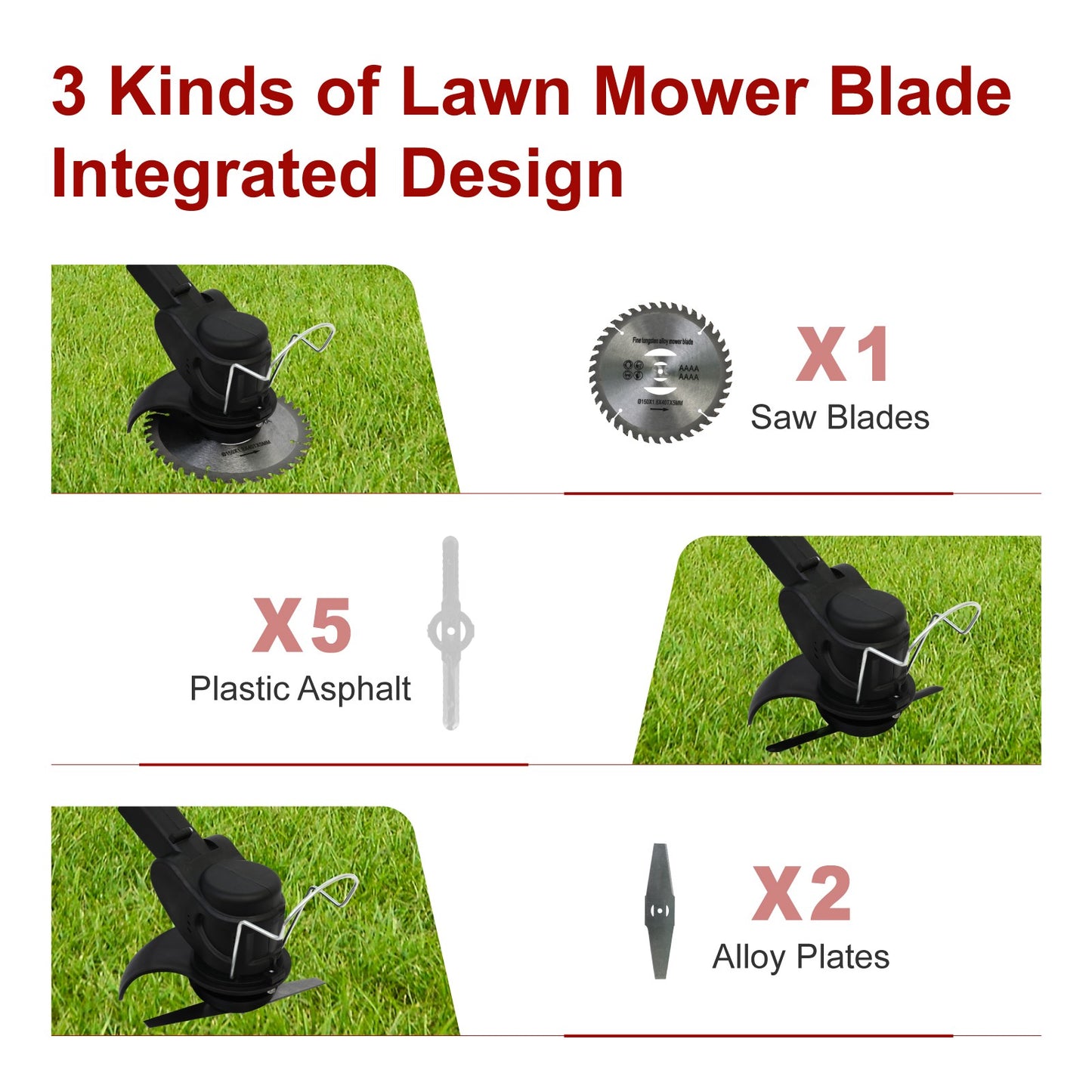 Baokaler Foldable Grass Trimmer, Cordless Electric Weed Eaters Weed Trimmer with 2 Battery