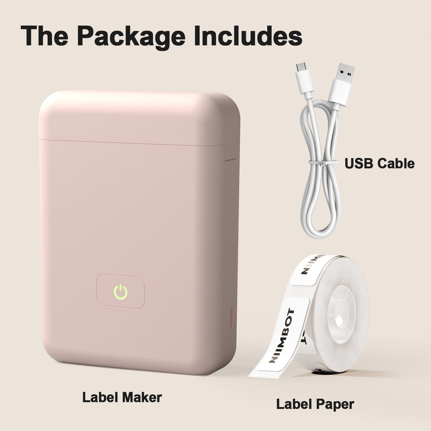 Label Maker Machine with Tape - HP2 Portable Bluetooth Label Printer for Storage, Office, Home, Mini Smart Phone, Pink