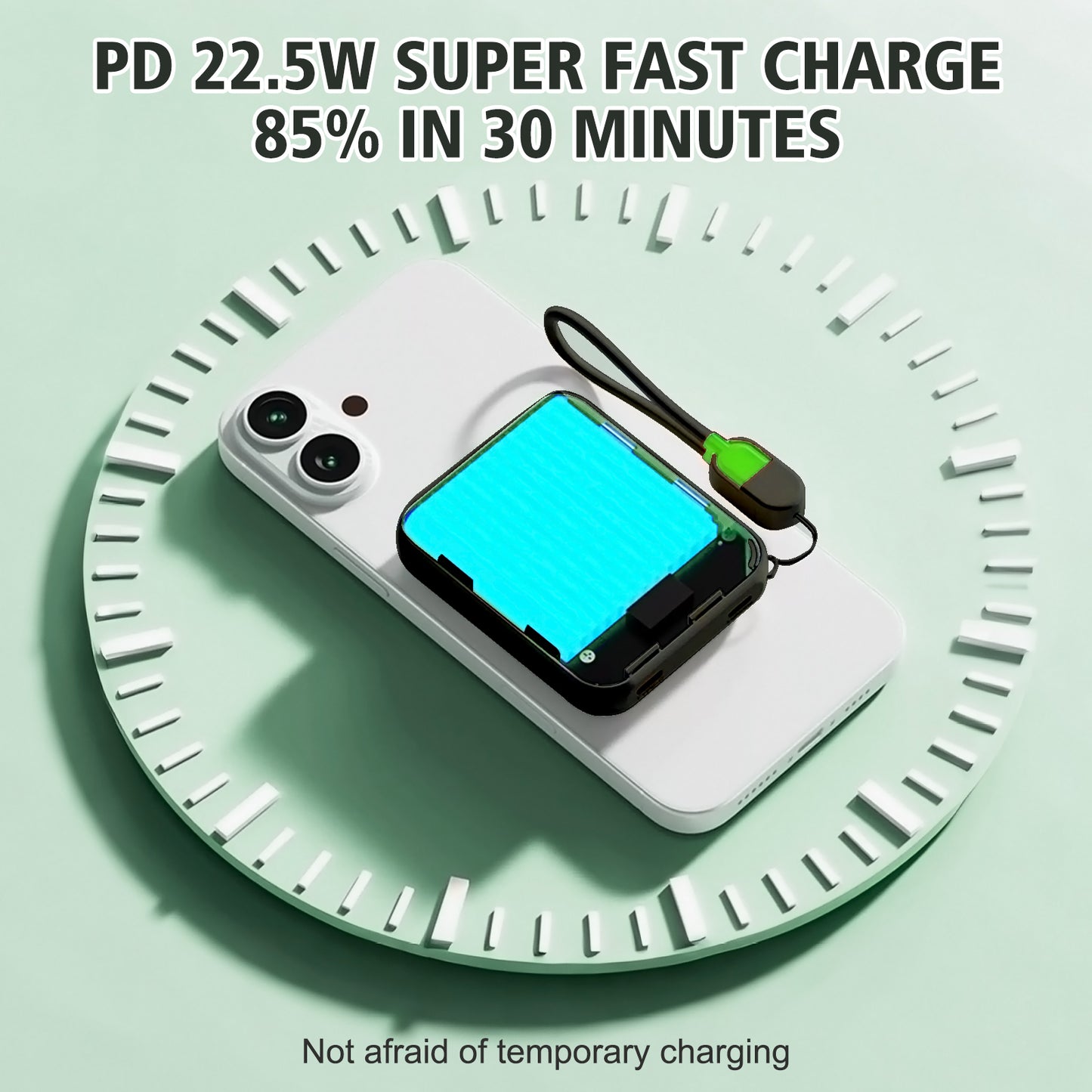 Portable Charger, Lightest 10000mAh 22.5W PD Power Bank, USB C in & Out Fast Charging Battery Pack, External Phone Powerbank Compatible with iPhone 16 15 14 13 Samsung S22 S21 Google iPad etc(Black)