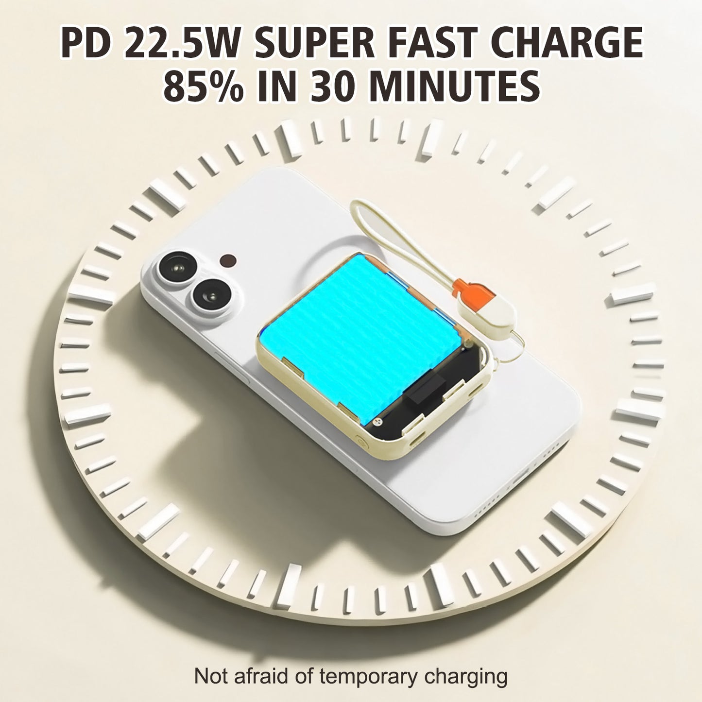 Portable Charger, Lightest 10000mAh 22.5W PD Power Bank, USB C in & Out Fast Charging Battery Pack, External Phone Powerbank Compatible with iPhone 16 15 14 13 Samsung S22 S21 Google iPad etc(Cream White)