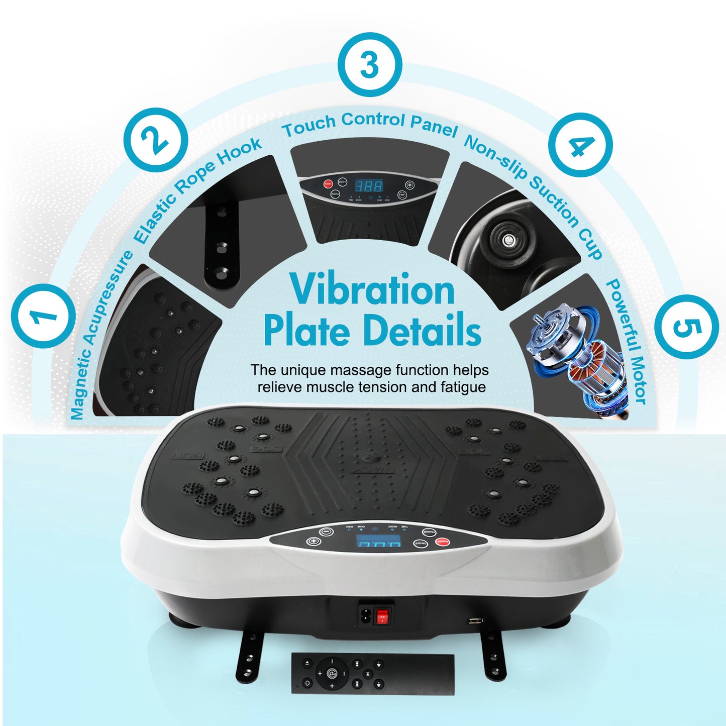 Vibration Plate Exercise Machine, Vibration Platform for Home Full Body Workout, Vibrating Board for Weight Loss with Resistance Bands, Remote Control