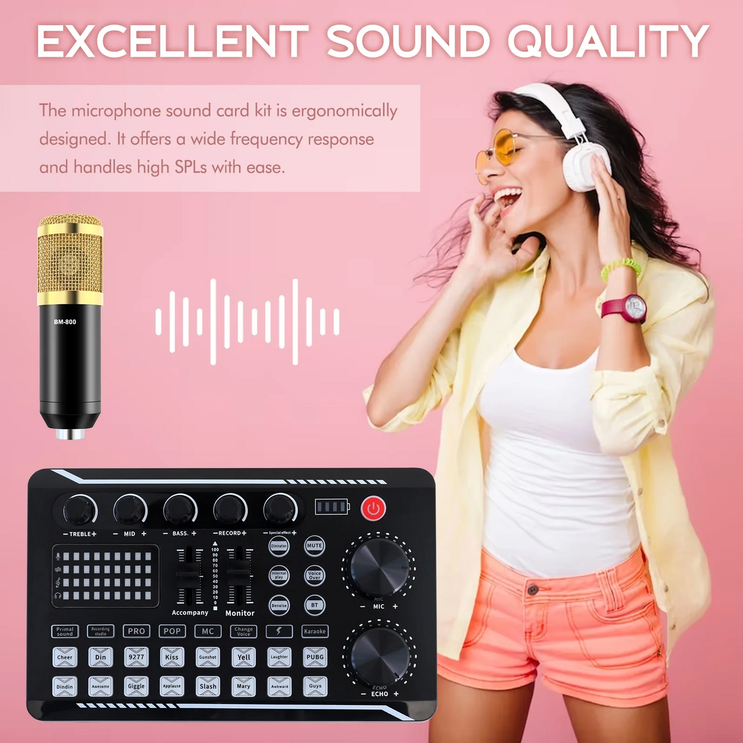 Condenser Microphone Bundle, Audio Mixer BM-800 Podcast Microphone with Voice Changer, Studio Equipment for Laptop Computer Vlog Living Broadcast Live Streaming YouTube TikTok