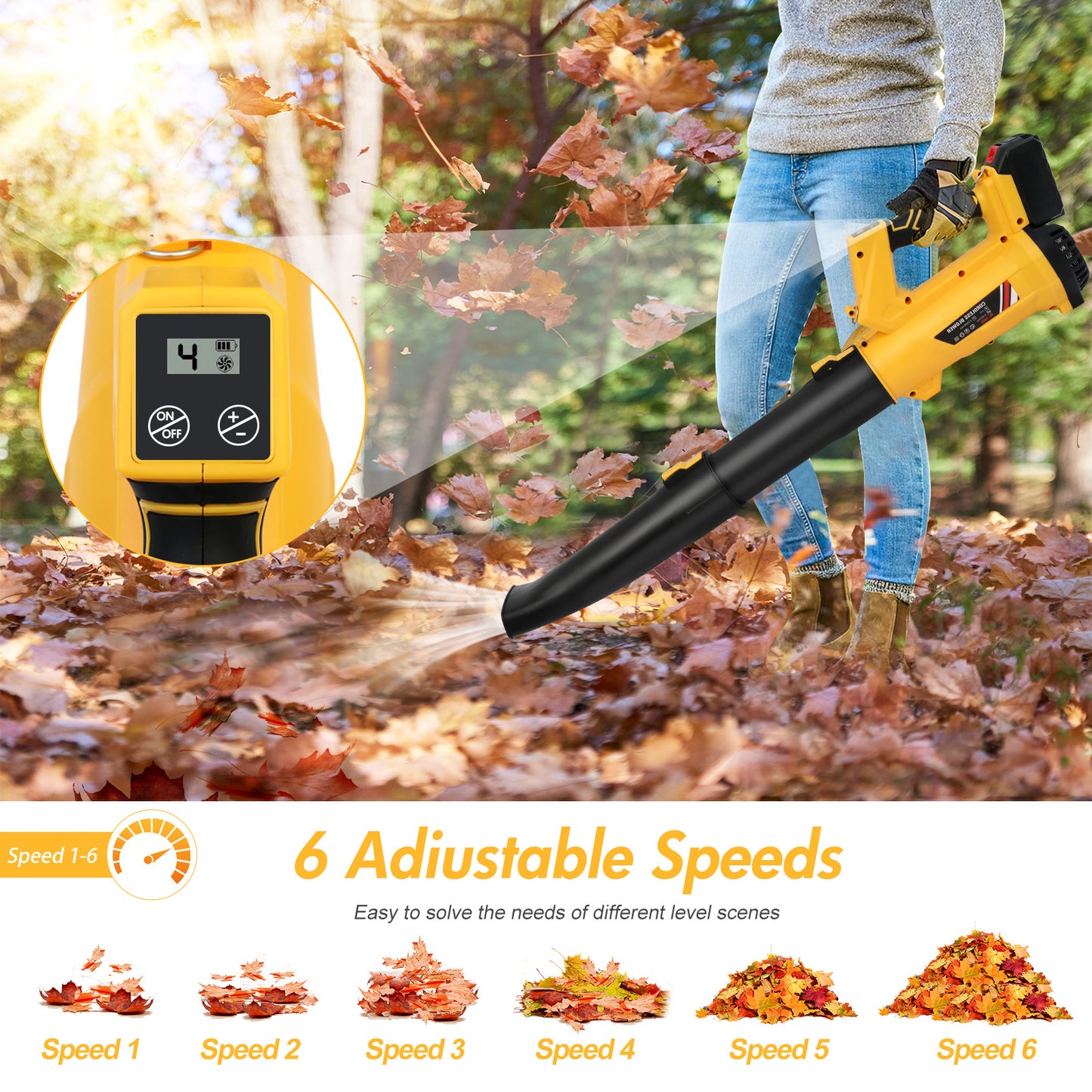 Leaf Blower, 170MPH 21V Leaf Blower Cordless with 2X6.0Ah Battery & Charger, Electric Leaf Blower for Lawn Care, Battery Powered Leaf Blower for Snow Blowing & Yard Patio Garden Cleaning