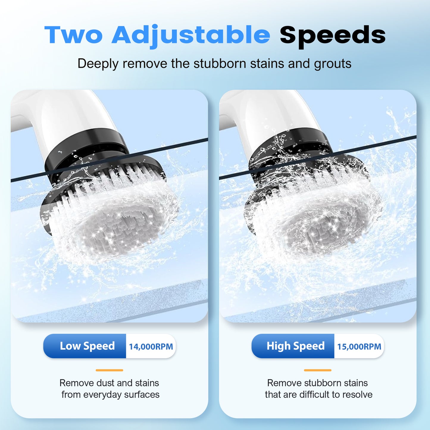 CATGOOD Power Scrubber 3 Adjustable Speeds, Electric Spin Scrubber, Cordless Cleaning Brush with 8 Replaceable Brush Heads, Adjustable & Detachable Long Handle