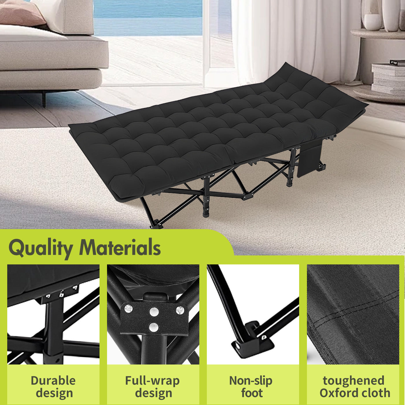 Folding Camping Bed for Adult Adjustable Heavy Duty Outdoor Bed Travel Camp Cots Portable Folding Outdoor Cot