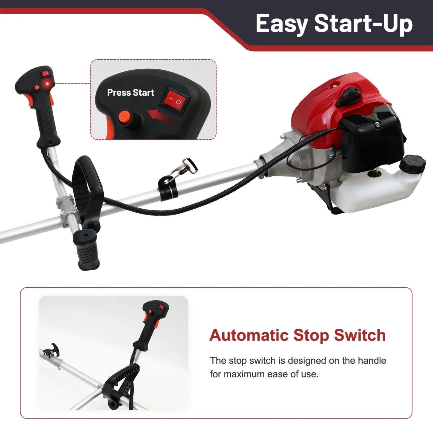 CATGOOD 58CC Gas Powered String Trimmer, 4 in 1 Gas Weed Eater with 4 Detachable Heads, 1.75KW Gas Weed Trimmer