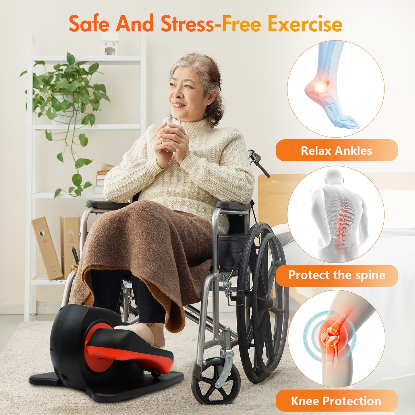 ALSO GO Under Desk Elliptical, Ellipse Leg Exerciser for Seniors Fully Assembled, Portable and Quiet Pedal Exerciser at Home, Elliptical Machine While Sitting with Remote Control Adjustable Speeds