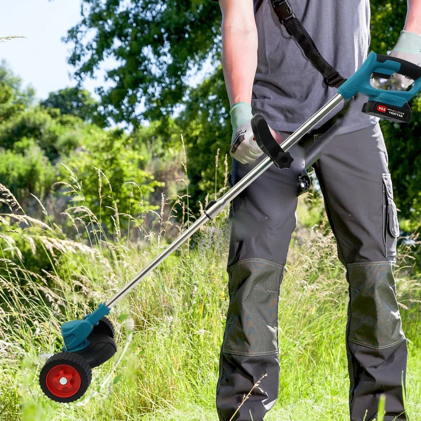 3-in-1 Cordless Weed Trimmer, 21V Portable Electric Brush Cutter, With Two 2600mAh Batteries and Charger for Garden and Yard Weed Control