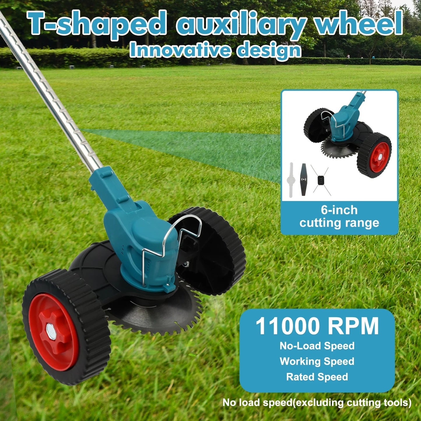 3-in-1 Cordless Weed Trimmer, 21V Portable Electric Brush Cutter, With Two 2600mAh Batteries and Charger for Garden and Yard Weed Control