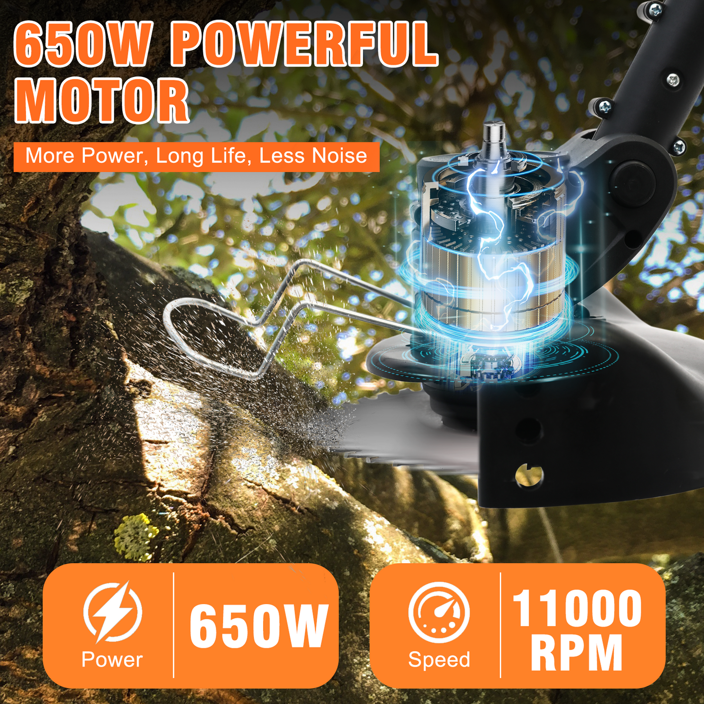 24V Cordless Weed Eater & Grass Trimmer-4000mAh Battery, Lightweight Electric Weed Trimmer for Lawn, Yard, Patio, and Garden Care (Black)