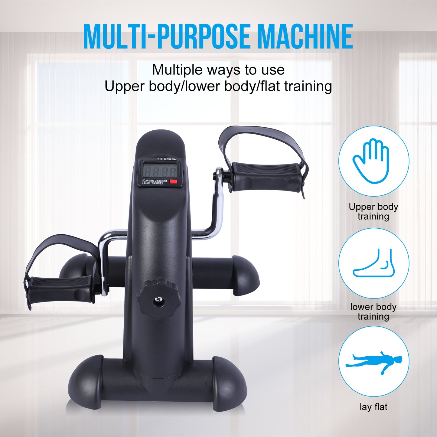 Mini Indoor Pedal Exerciser Cycle Bike Leg Arm Desk w/LCD Display Fitness Portable Pedal Stationary Bike Home Exercise Black