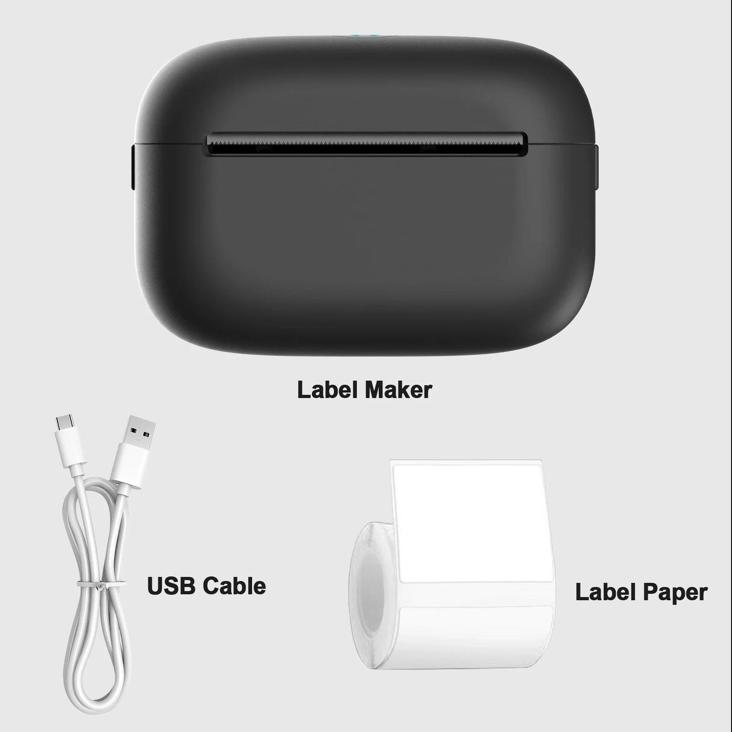 Portable Mini Wireless Bluetooth Thermal Printer Black, Compatible with Android and iOS, USB Rechargeable with Lithium Polymer Battery, for Notes, Planners, Instant Photos