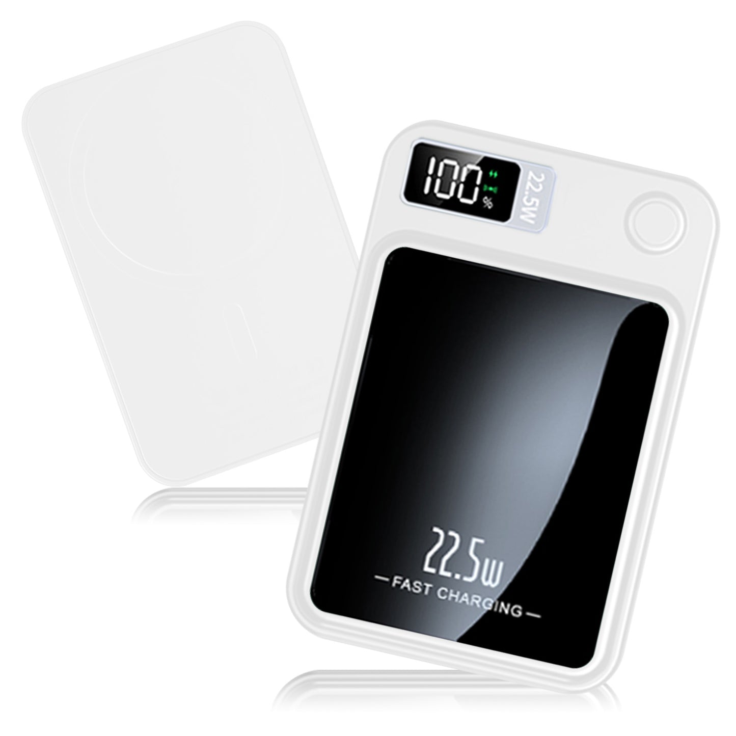 2 in 1 Portable Magnetic Wireless Power Bank, 10000mAh 22.5W Fast Charging, with LED Power Display, Suitable for Outdoor Emergency Backup Power Bank, Compatible with Multi Device, White