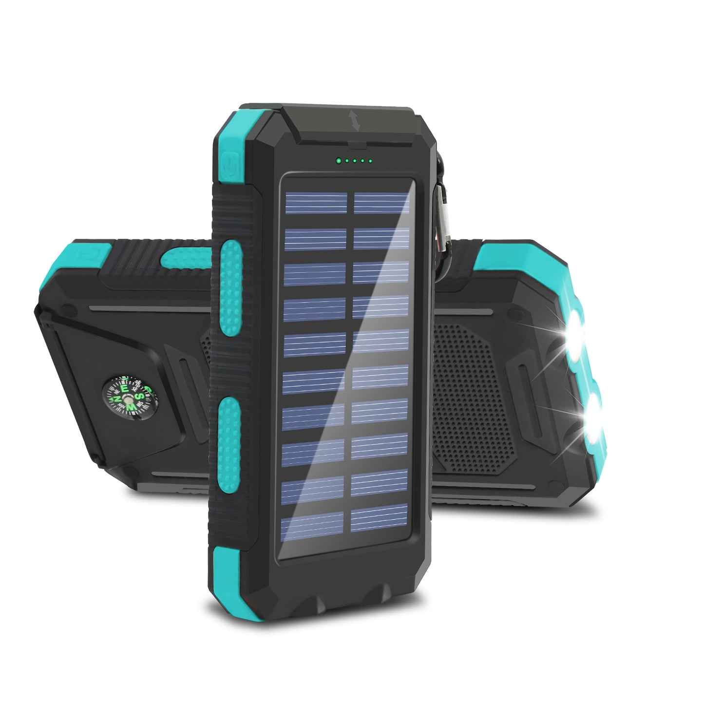 CATGOOD Solar Charger for Cell Phone 20000mAh, Portable Solar Power Bank with Dual 5V USB Ports, 2 Led Light Flashlight, Compass (Blue)
