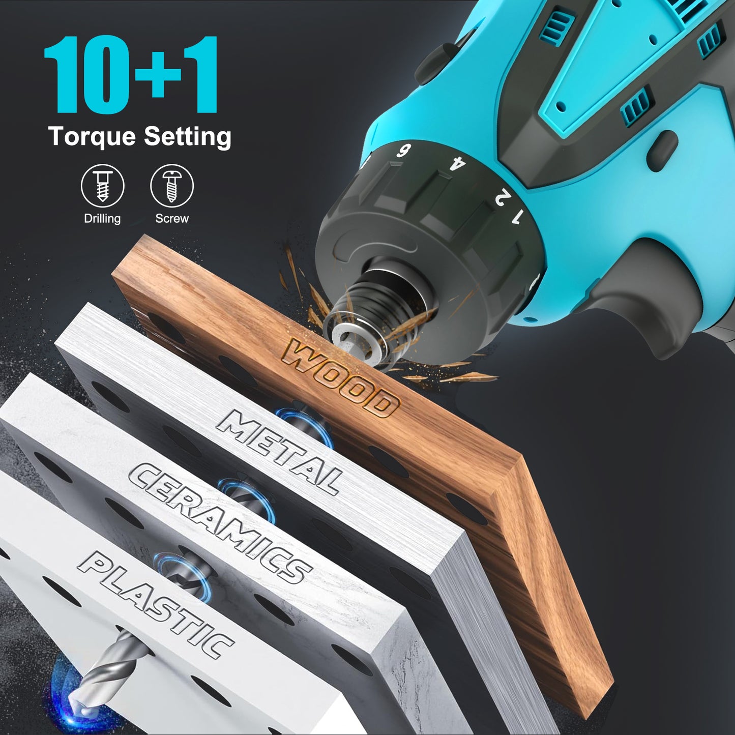 BAOKALER 12V 1/4-Inch Cordless Impact Driver, Brushless Screwdriver with 2 x 2.0Ah Lithium-Ion Batteries and Charger, LED Work Light
