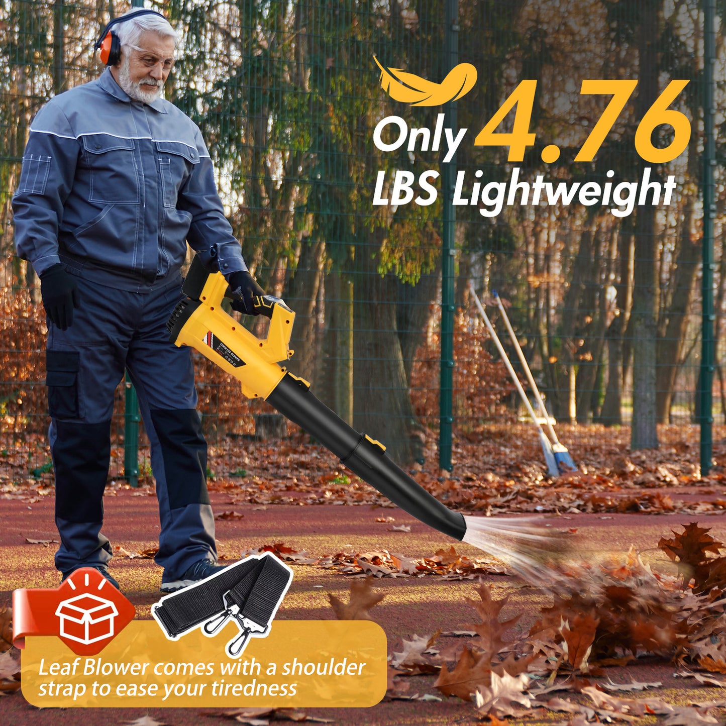 Leaf Blower, 170MPH 21V Leaf Blower Cordless with 2X6.0Ah Battery & Charger, Electric Leaf Blower for Lawn Care, Battery Powered Leaf Blower for Snow Blowing & Yard Patio Garden Cleaning