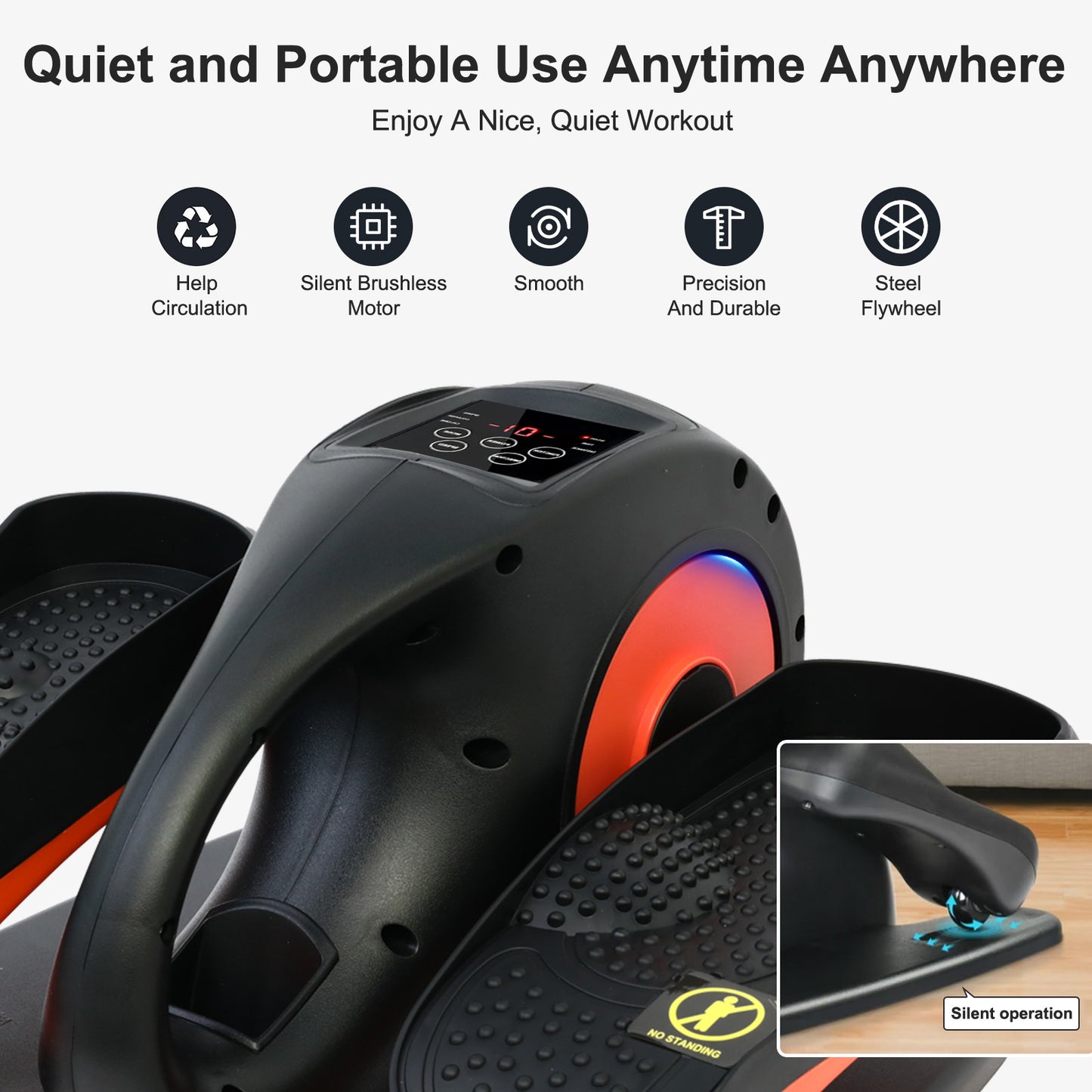 Under Desk Elliptical Exercise Machine, Electric Leg Exericser While Sitting for Seniors, Mini Pedal Ellipse Exerciser with Remote Control, Portable PeddlerTraining Equipment for Home Office