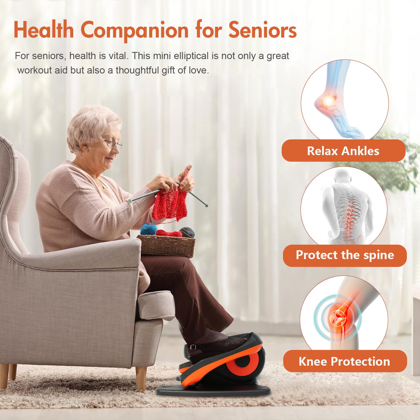 CATGOOD Under Desk Elliptical, Portable & Quiet Ellipse Exerciser for Seniors Adults Fully Assembled, Electric Seated Pedal Exerciser with Remote Control, Non-Slip Straps