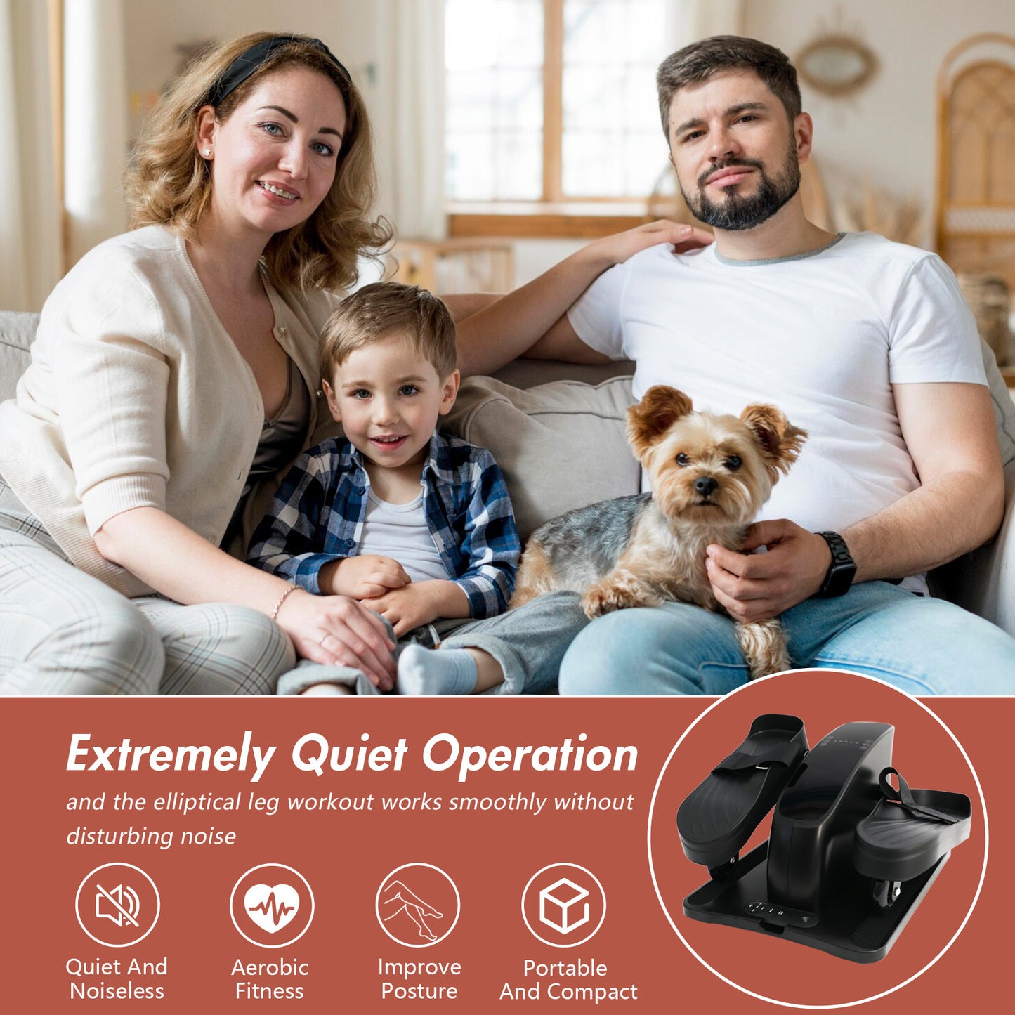 CATGOOD Under Desk Elliptical Machine, Ellipse Leg Exerciser for Seniors Fully Assembled, Quiet & Portable Electric Seated Pedal Exerciser with Remote Control Adjustable Speeds