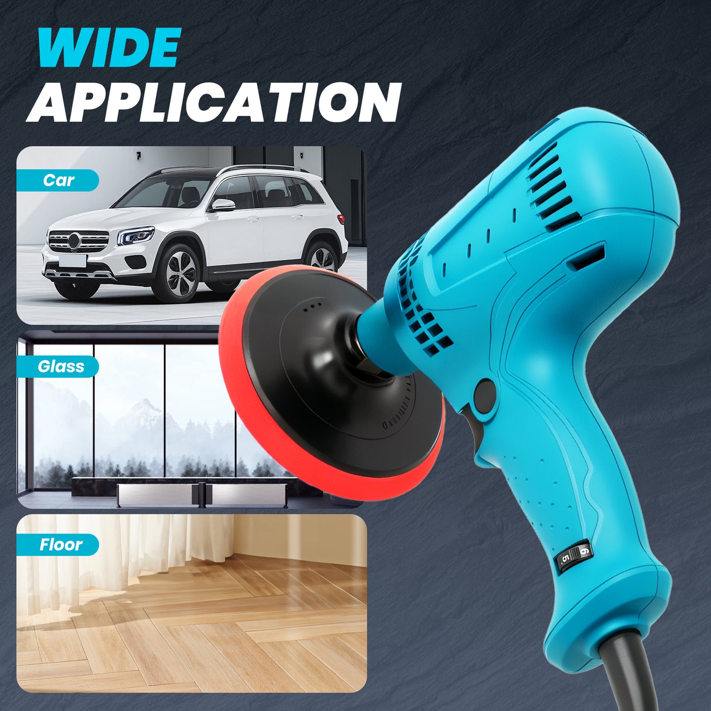 Buffer Polisher Kit for Car, 6 Inch Rotary Polisher Buffer Waxer, 6 Variable Speed 1000-4100rpm, Detachable Handle Buffing Machine for Car Boat Sanding Polishing Waxing