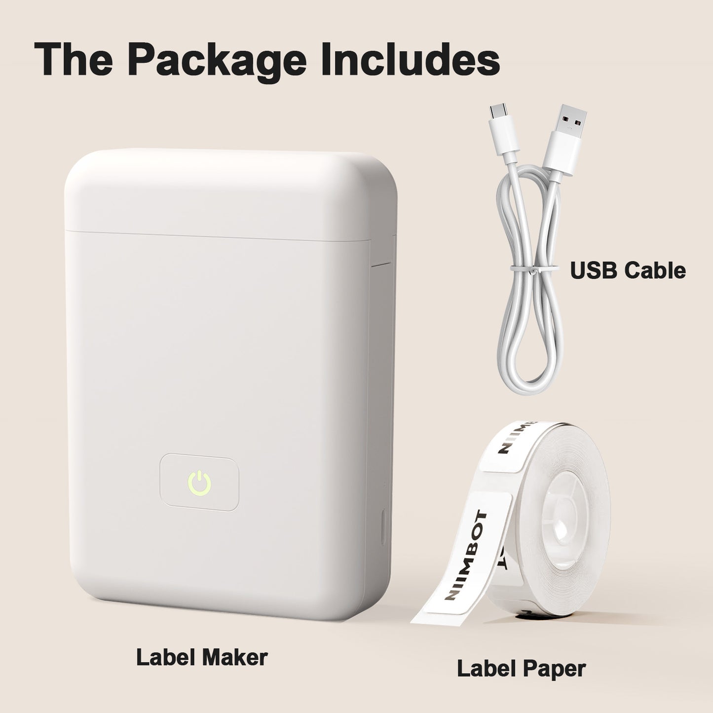 Portable Label Maker Machine with Tape - HP2 Bluetooth Label Printer for Storage, Office, Home, Mini Smart Phone, White