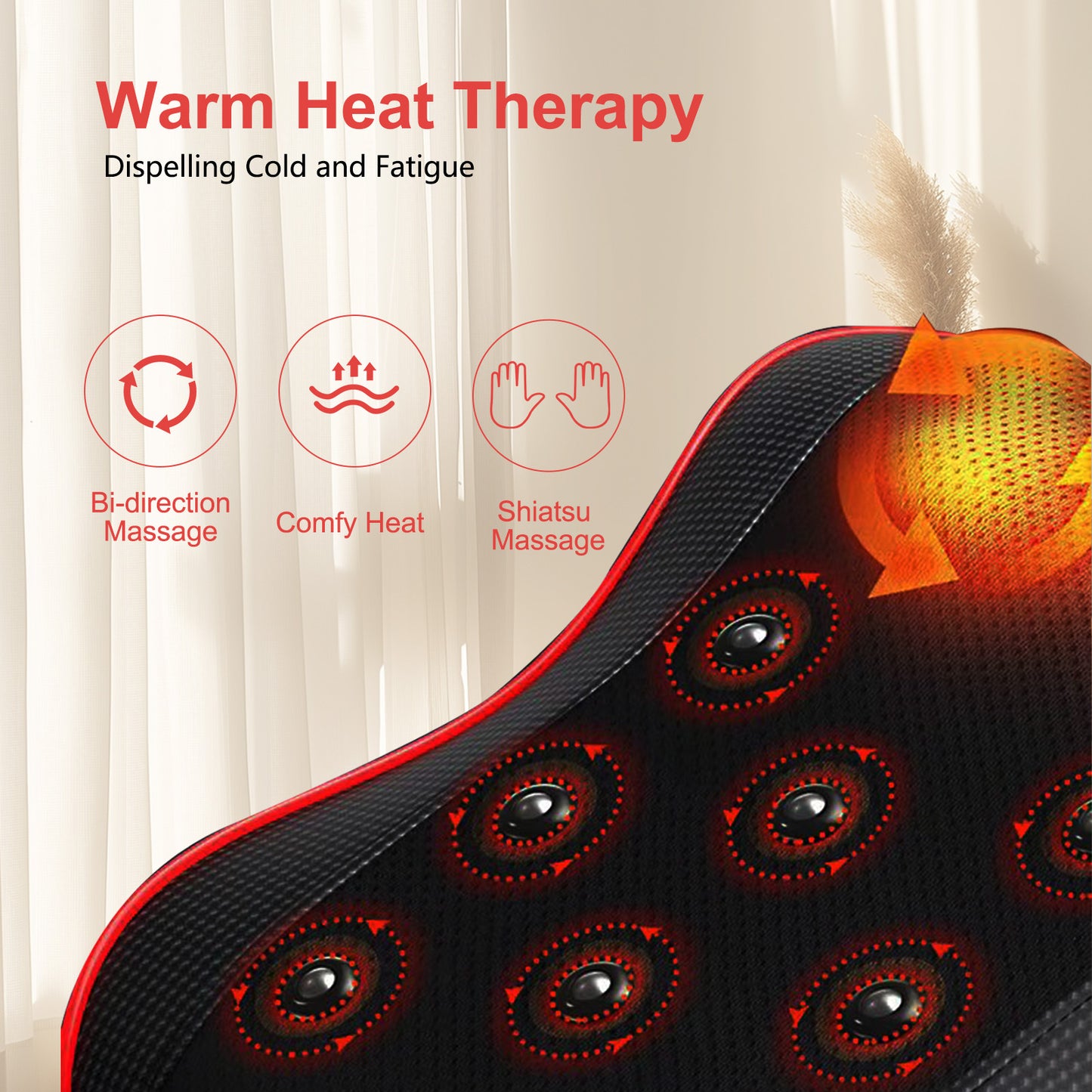 Back Massager with Heat, Shiatsu Back and Neck Massager with 3D, Deep Tissue Kneading for Pain Relief, Massage Pillow at Home or Office