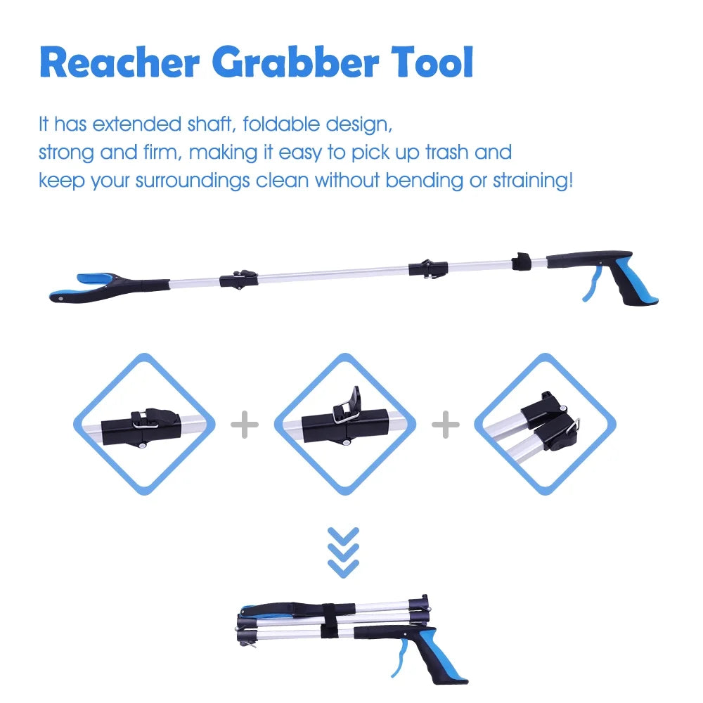 2Pcs 43 inch Grabber Reaching Tool, Extra Long Foldable Reachers and Grabbers for Elderly Grab It Reaching Tool