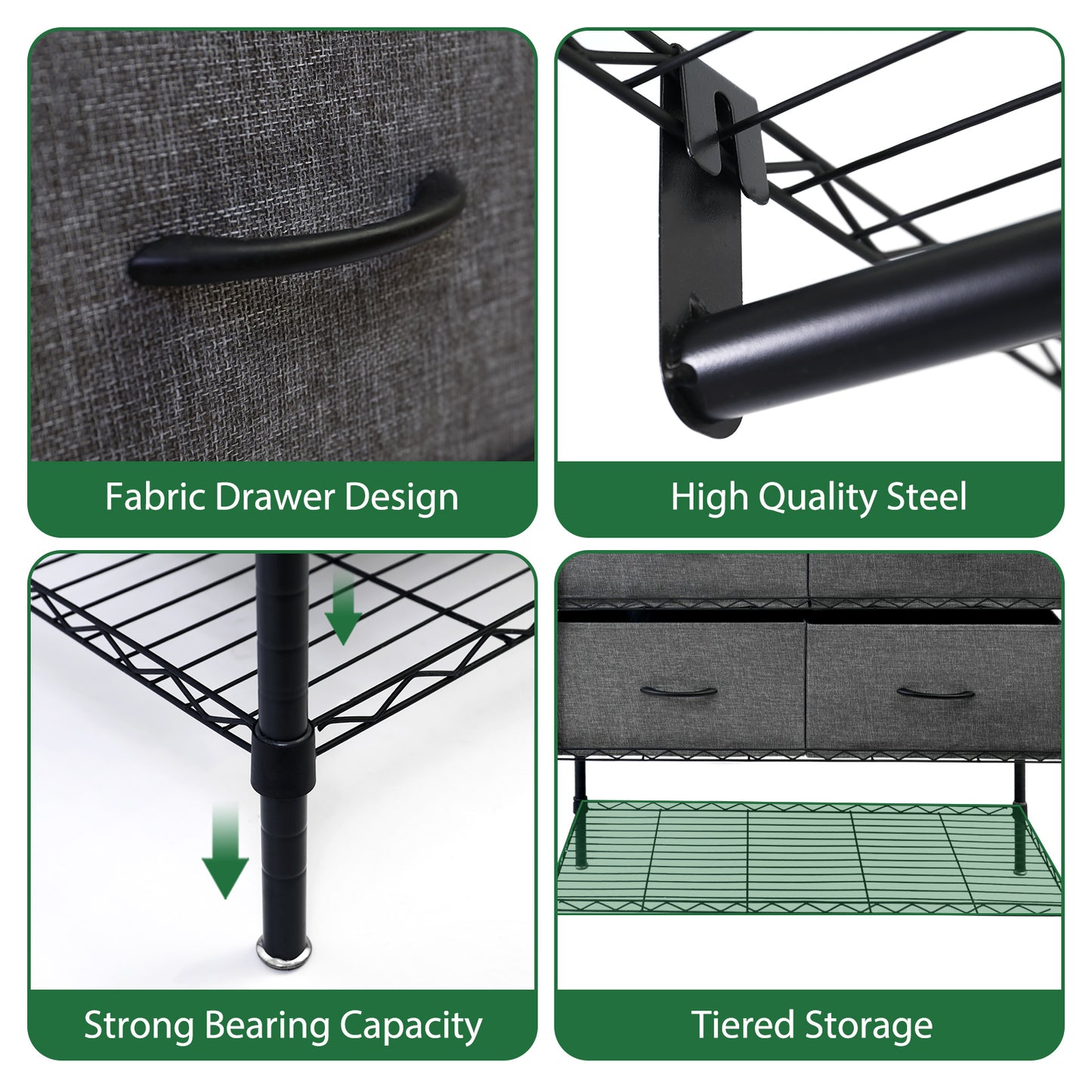 71"H Heavy Duty Clothes Rack, Max Load 445 LBS, Freestanding 3-Tier Wire Garment Rack for Hanging Clothes with Shelves, Closet Organizers and Storage Metal Closet Wardrobe System, Black