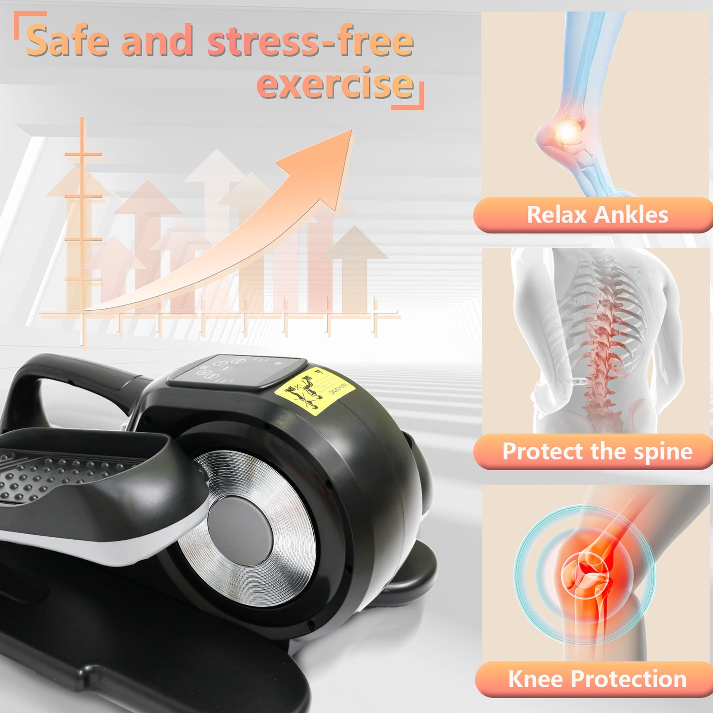 CATGOOD Under Desk Elliptical Exercise Machine, Electric Leg Exericser While Sitting for Seniors, Pedal Ellipse Exerciser with Remote Control, Portable Training Equipment for Home