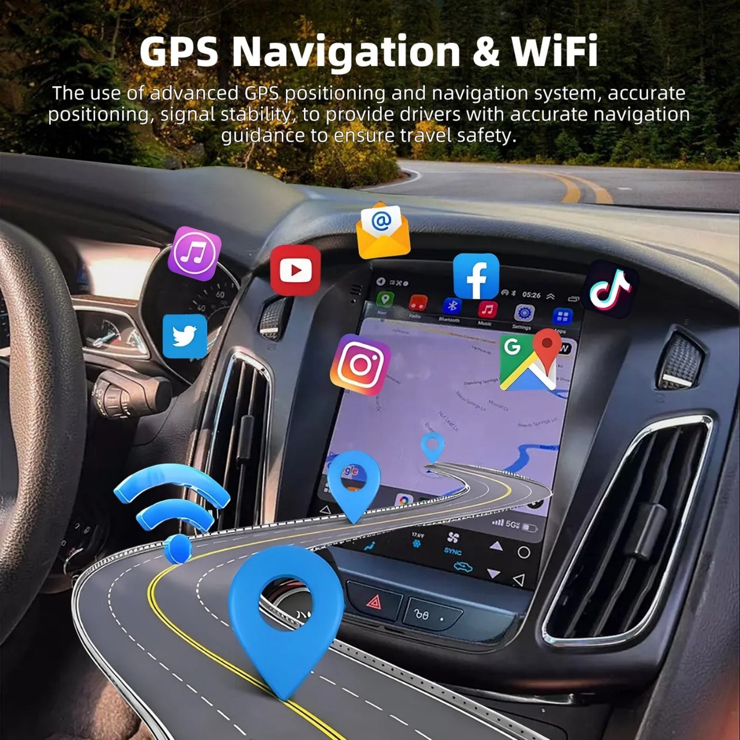 BAOKALER Car Stereo Radio For 2012-2018 Ford Focus Android 13 CarPlay 9.7" Touchscreen Car Radio GPS Navi WiFi, 2+32GB
