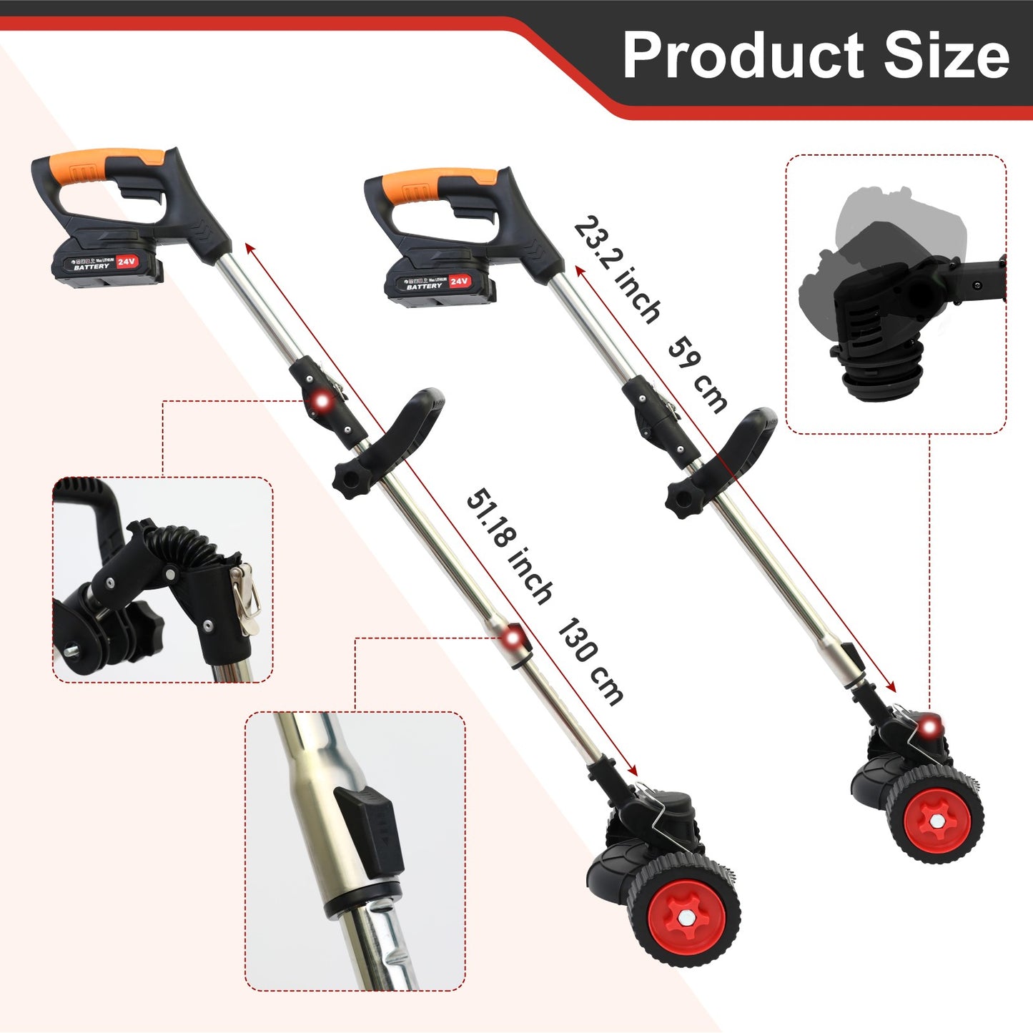 Baokaler Foldable Grass Trimmer, Cordless Electric Weed Eaters Weed Trimmer with 2 Battery