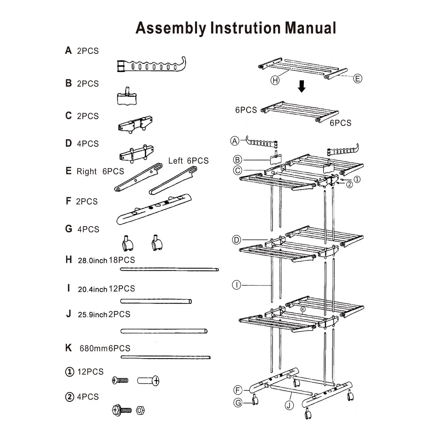 Homemart Clothes Drying Rack, 4-Tier Foldable Laundry Drying Rack, Stainless Steel Garment Clothes Dryer Indoor or Outdoor Standing Clothing Rack with Wheels