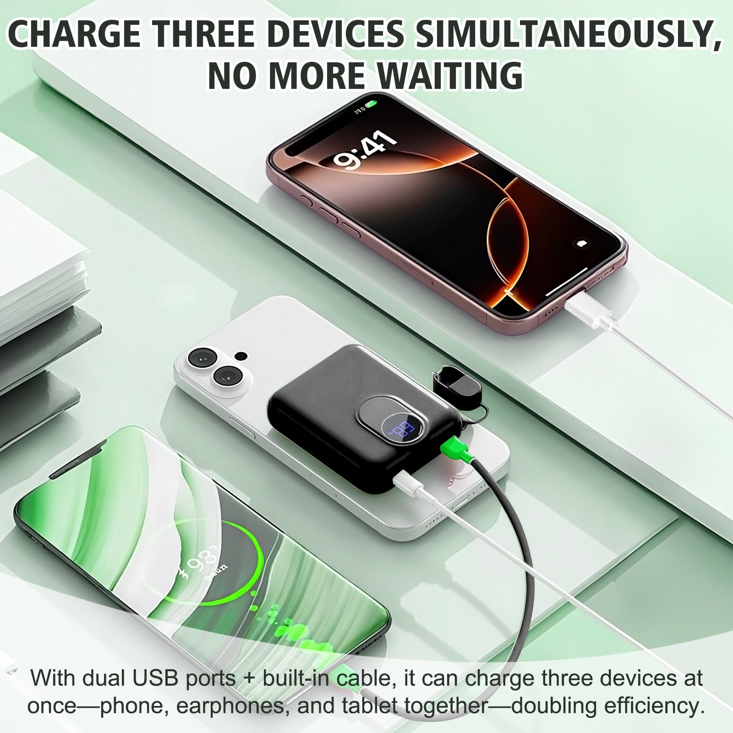 Portable Charger, Lightest 10000mAh 22.5W PD Power Bank, USB C in & Out Fast Charging Battery Pack, External Phone Powerbank Compatible with iPhone 16 15 14 13 Samsung S22 S21 Google iPad etc(Black)