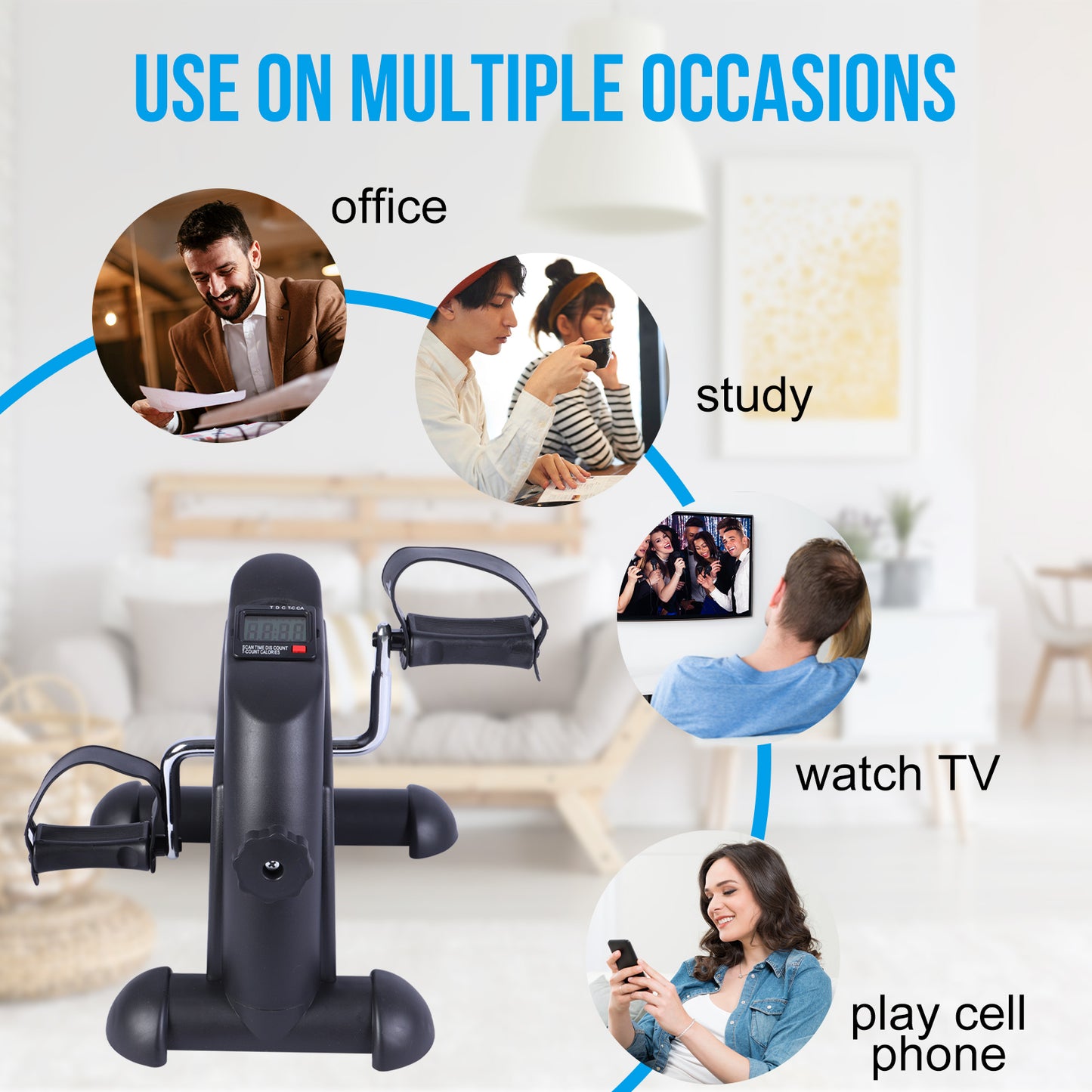 Mini Indoor Pedal Exerciser Cycle Bike Leg Arm Desk w/LCD Display Fitness Portable Pedal Stationary Bike Home Exercise Black
