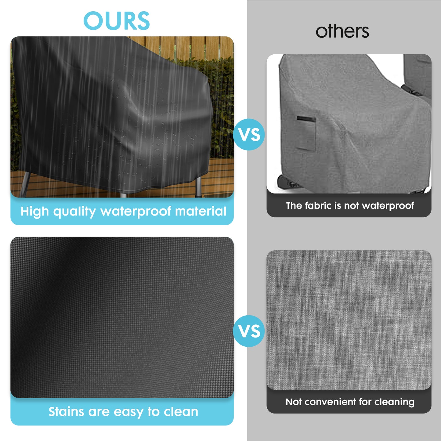 CATGOOD Patio Chair Covers, 420D Outdoor Chair Cover Waterproof, Lawn Lounge Furniture Cover for Wicker Chair, Swivel Chair, Rocking Chair, Black