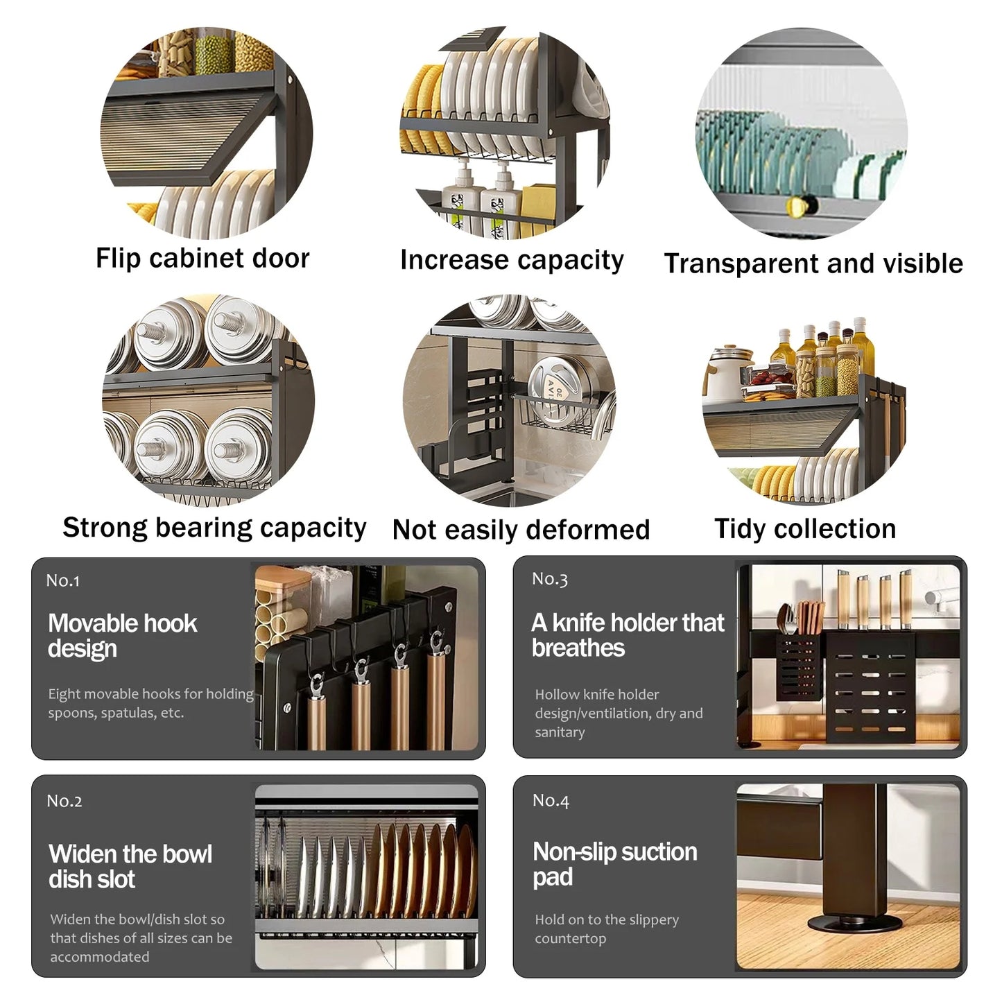 Overthe Sink Dish Rack, Over the Sink Drying Rack with Cover, Dish Drying Rack Over Sink for Bowls and Cutlery, Dish Holder Organizer for Kitchen Counter Storage