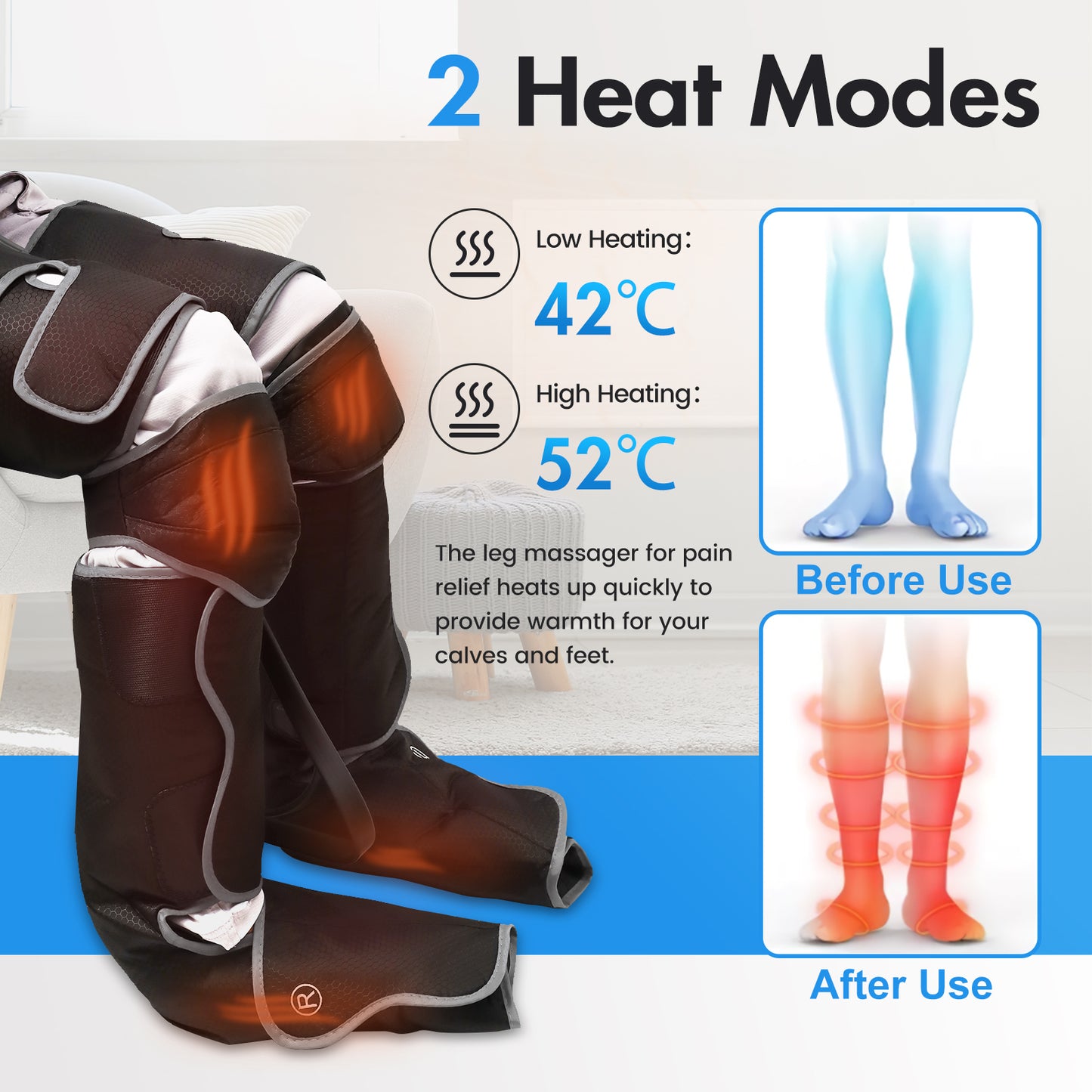 CATGOOD Leg Massager for Circulation and Pain Relief, Leg Massager with Heat and Compression, Birthday Gifts for Men Dad Women Mom, Full Leg Massager 2 Heat 3 Modes 3 Intensities