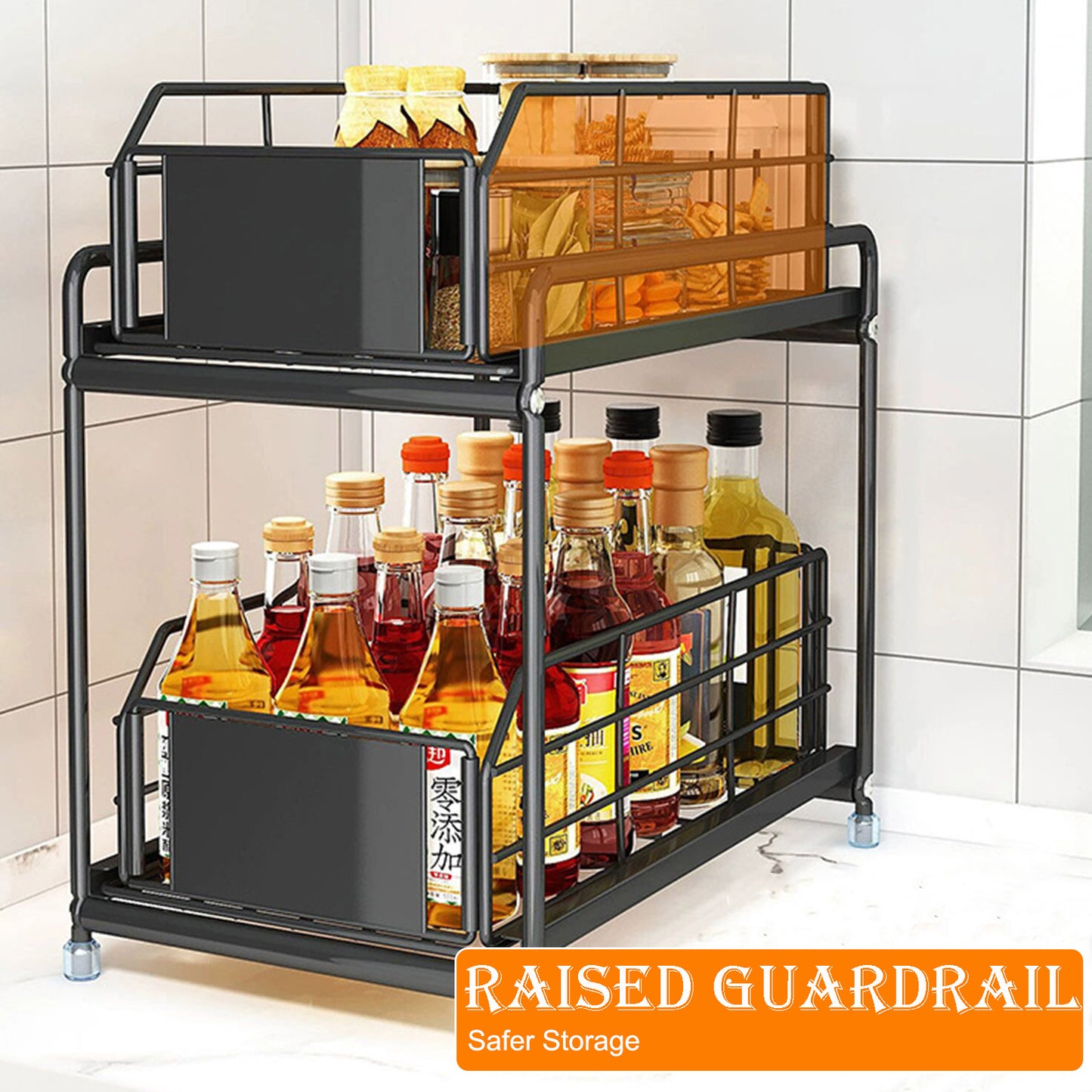 Also Go 2-Tier Under Sink Organizer with Sliding Drawer, Black