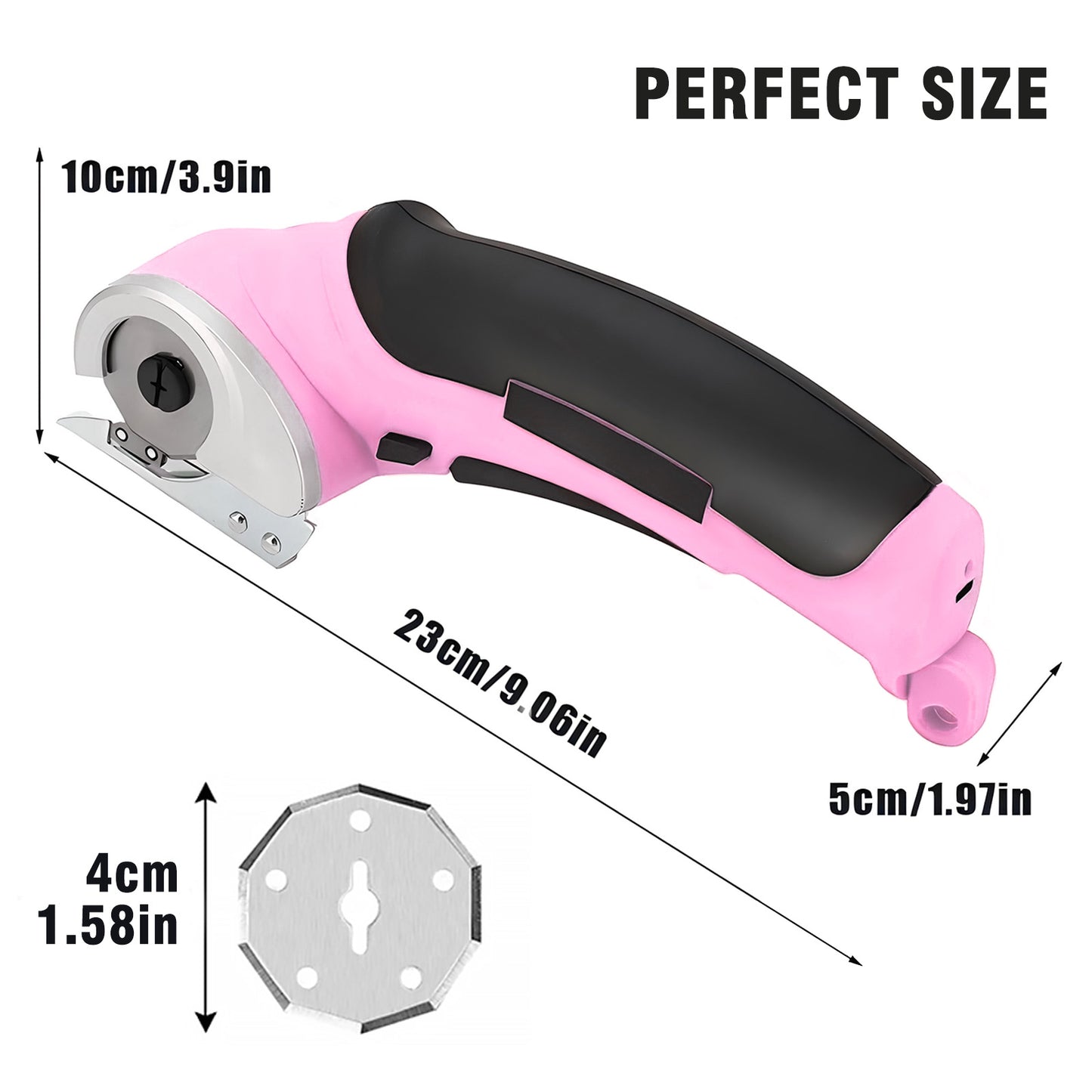 Cordless Electric Scissors, Cardboard Cutter, Rechargeable Powerful 4V Scissor Cutting Tool for Cardboard, Fabric, Leather, Pink