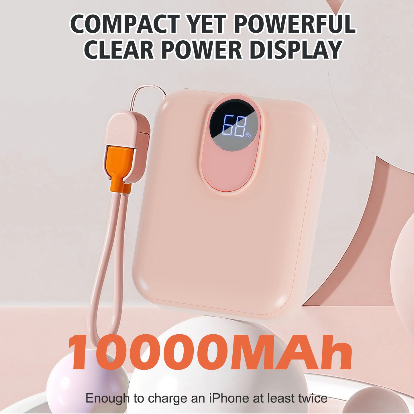 Portable Charger, Lightest 10000mAh 22.5W PD Power Bank, USB C in & Out Fast Charging Battery Pack, External Phone Powerbank Compatible with iPhone 16 15 14 13 Samsung S22 S21 Google iPad etc(Pink)