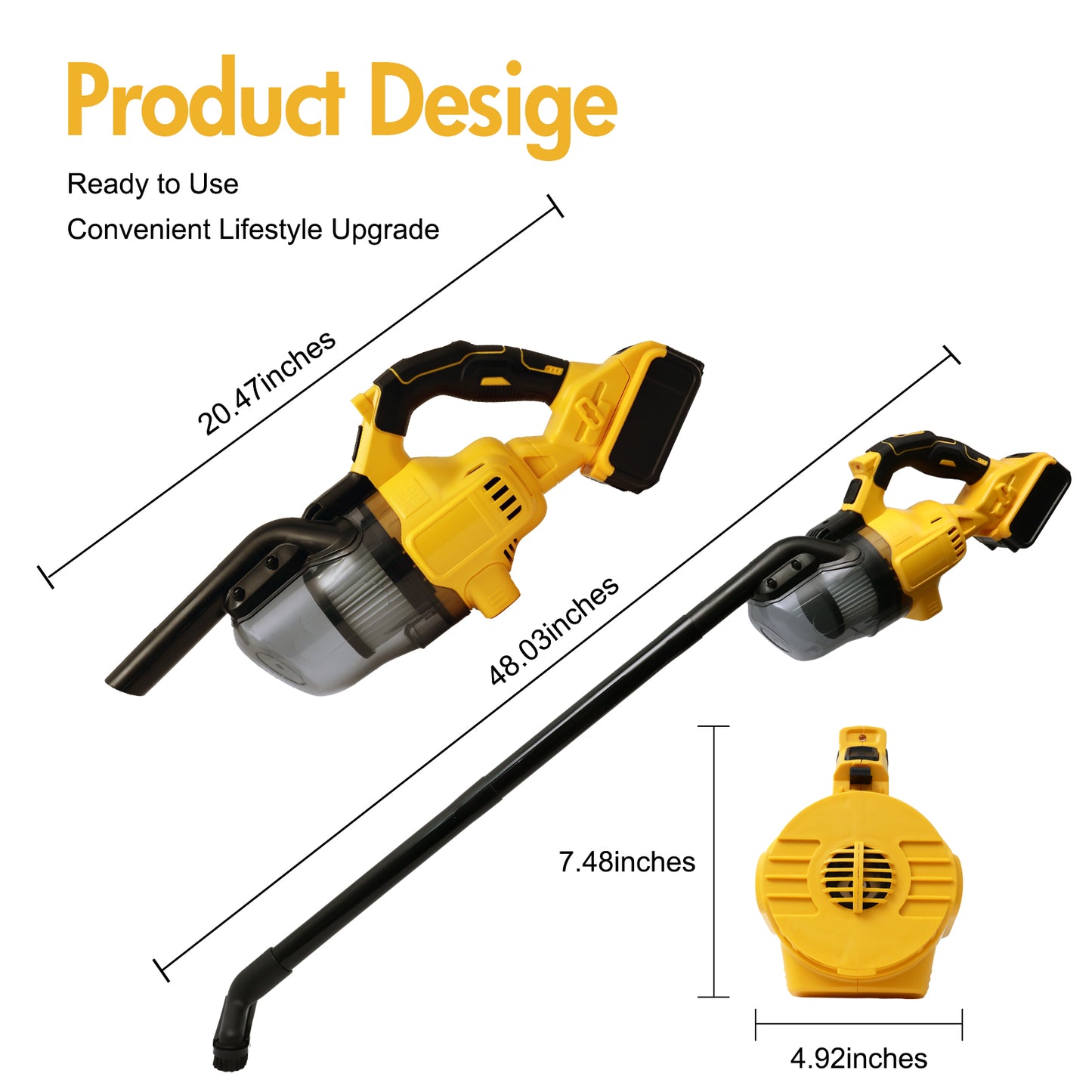 CATGOOD Cordless Vacuum Cleaner, 3-IN-1 Lightweight Handheld Vacuum Cleaner For Carpet with Battery and LED light