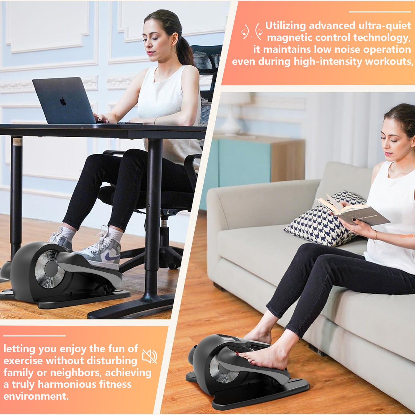 CATGOOD Under Desk Elliptical Exercise Machine, Electric Leg Exericser While Sitting for Seniors, Pedal Ellipse Exerciser with Remote Control, Portable Training Equipment for Home