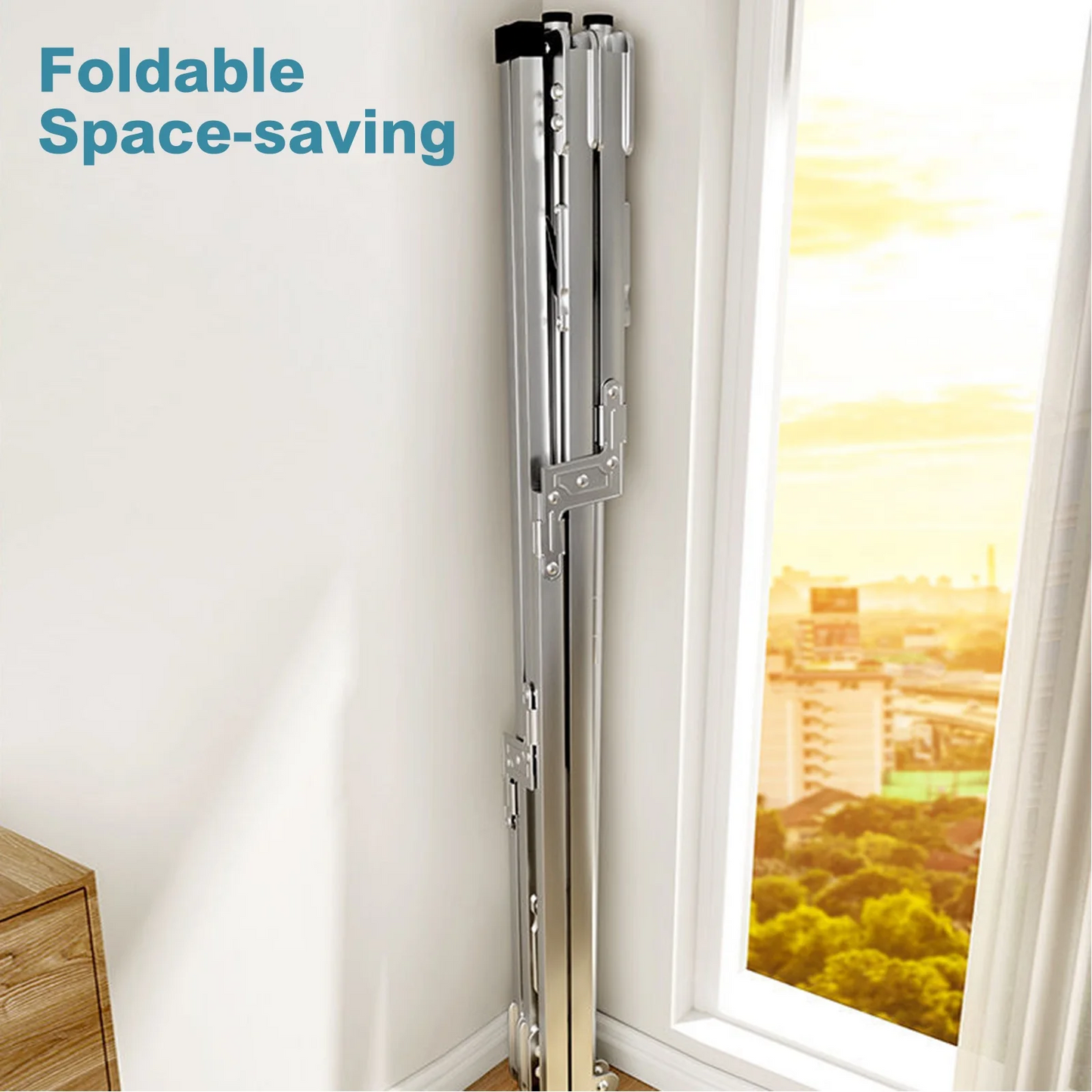 Clothes Drying Rack, 63 Inches Adjustable & Foldable Laundry Drying Rack, Heavy Duty Stainless Steel Drying Rack, Suitable for Indoor, Outdoor and Balcony, Silver