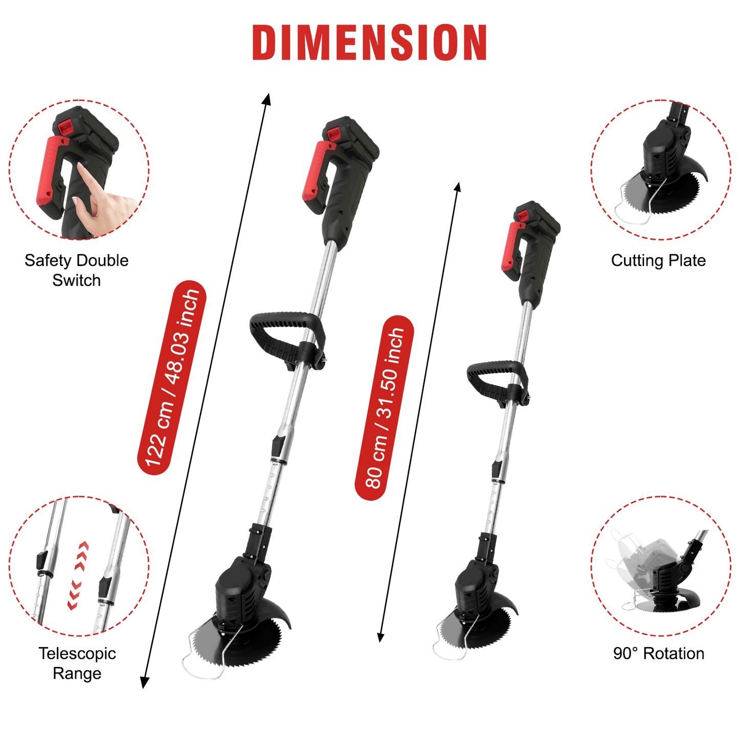 21V Cordless String Trimmer, 1.5Ah Battery Weed Wacker with Fast Charger, Battery Powered Weed Eater , 3-in-1 Electric Lawn Mower Grass Trimmer and Edger Lawn Tool, Black