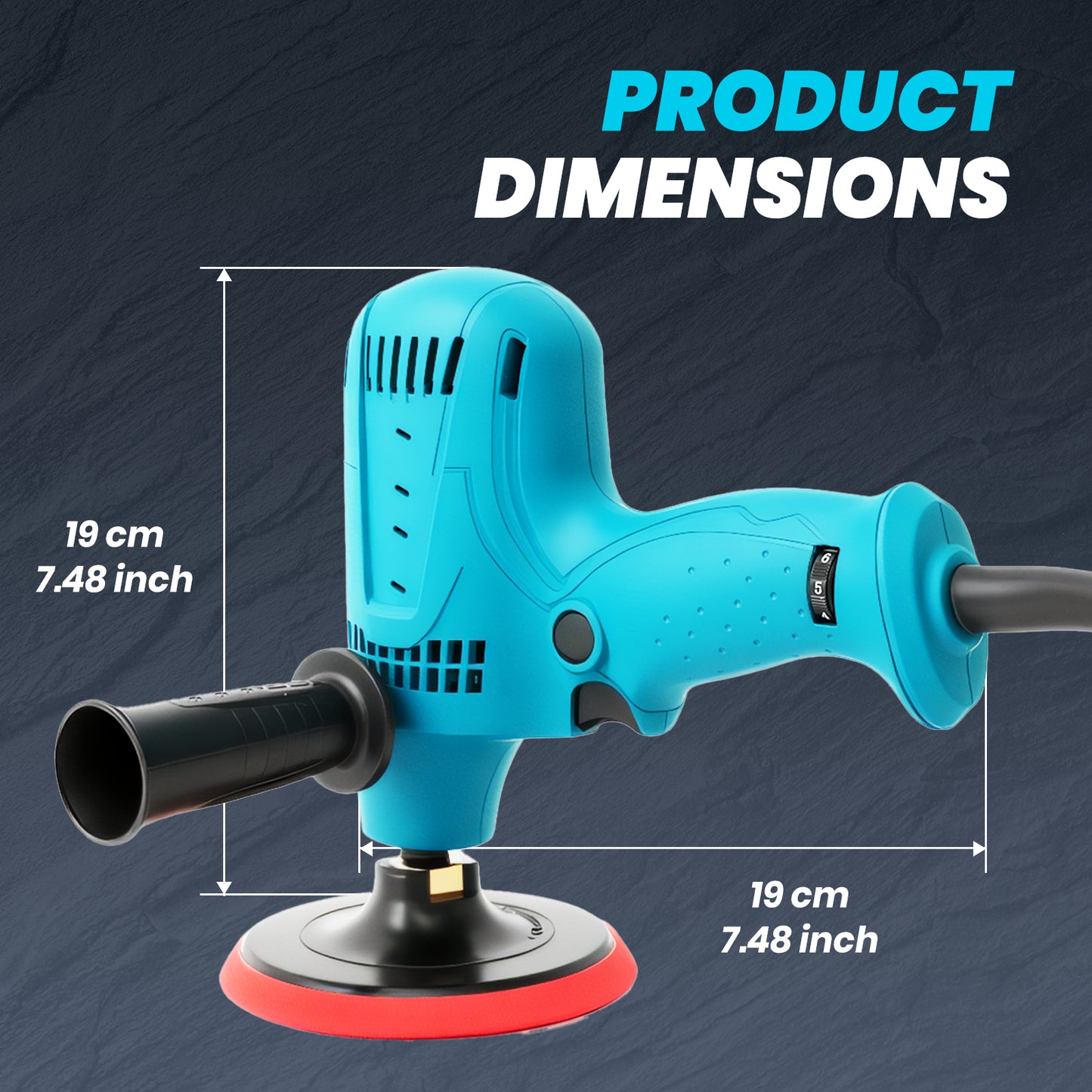 Buffer Polisher Kit for Car, 6 Inch Rotary Polisher Buffer Waxer, 6 Variable Speed 1000-4100rpm, Detachable Handle Buffing Machine for Car Boat Sanding Polishing Waxing