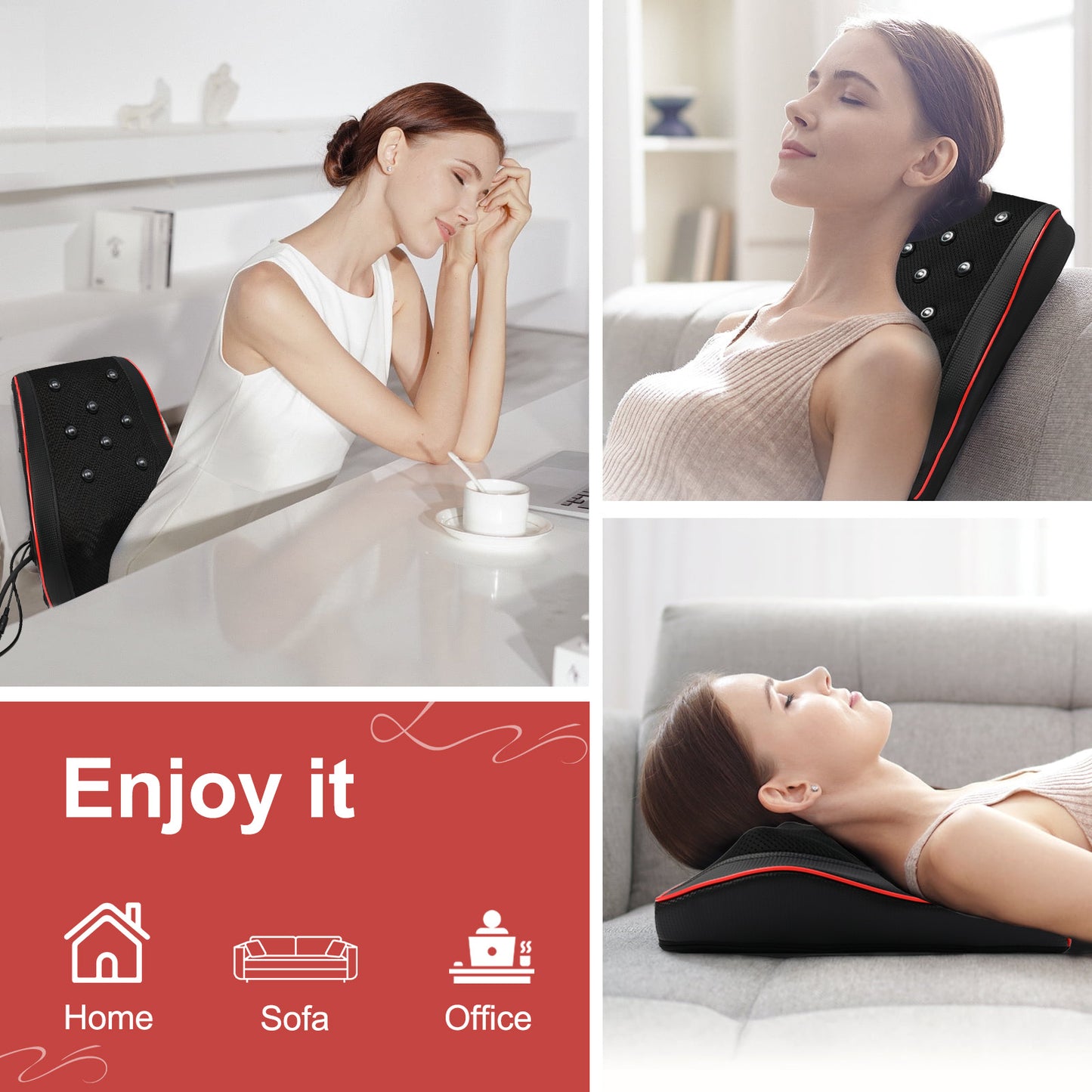 Back Massager with Heat, Shiatsu Back and Neck Massager with 3D, Deep Tissue Kneading for Pain Relief, Massage Pillow at Home or Office
