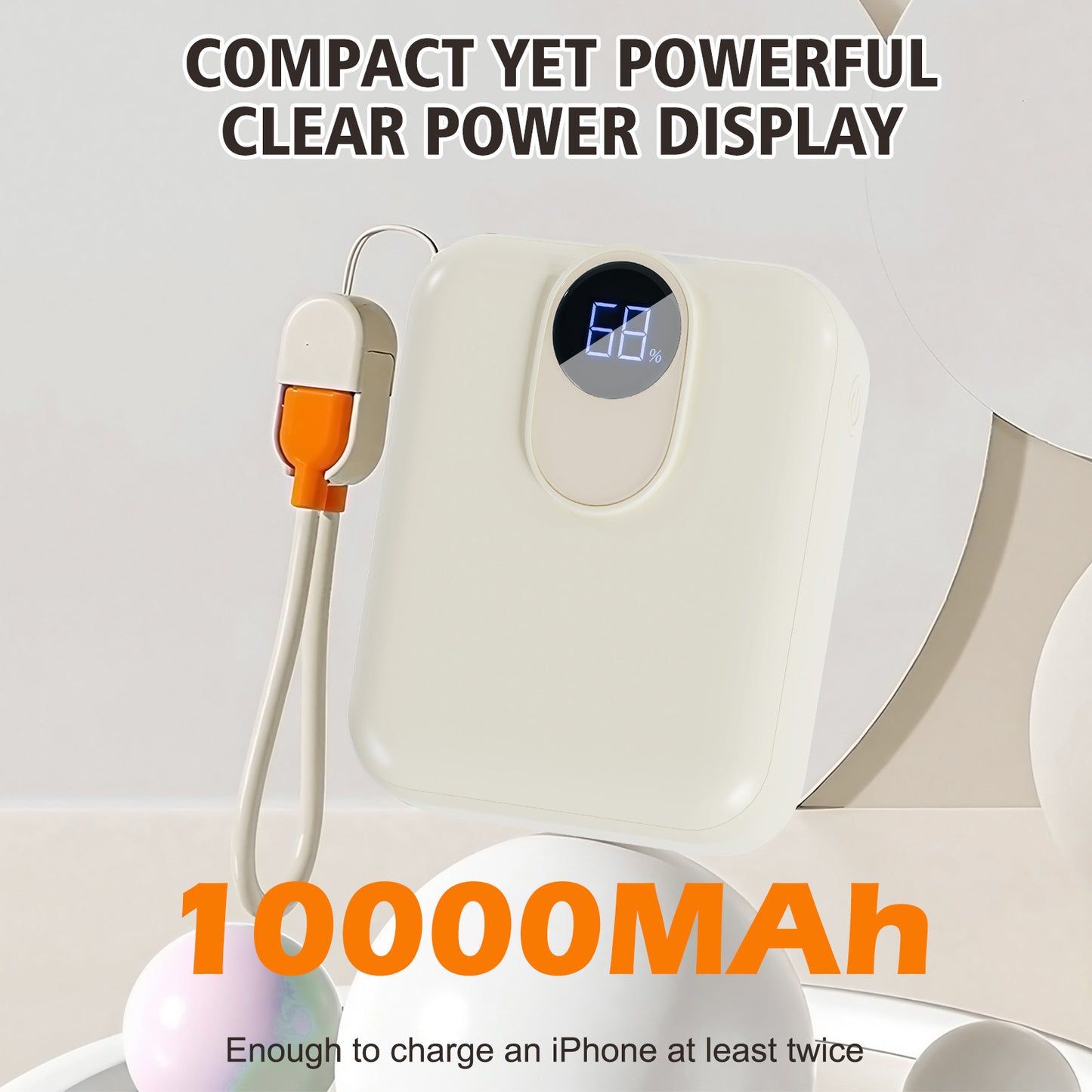 Portable Charger, Lightest 10000mAh 22.5W PD Power Bank, USB C in & Out Fast Charging Battery Pack, External Phone Powerbank Compatible with iPhone 16 15 14 13 Samsung S22 S21 Google iPad etc(Cream White)